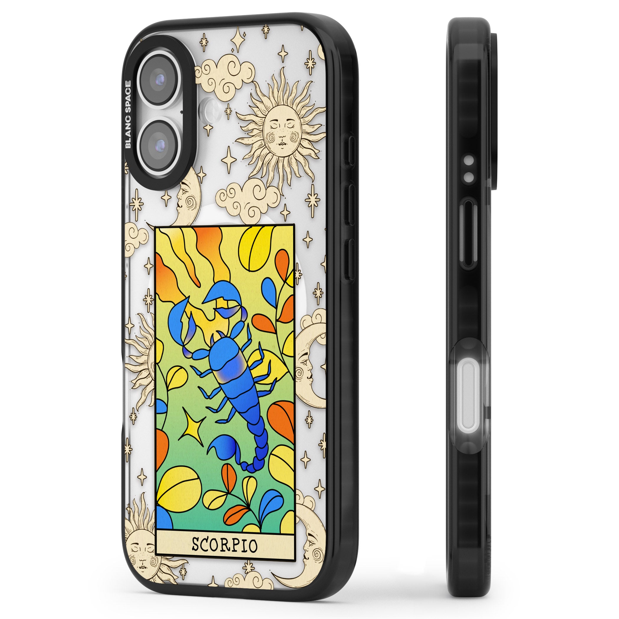Celestial Zodiac Scorpio iPhone 17 Impact Pro Black Phone Case Side Profile