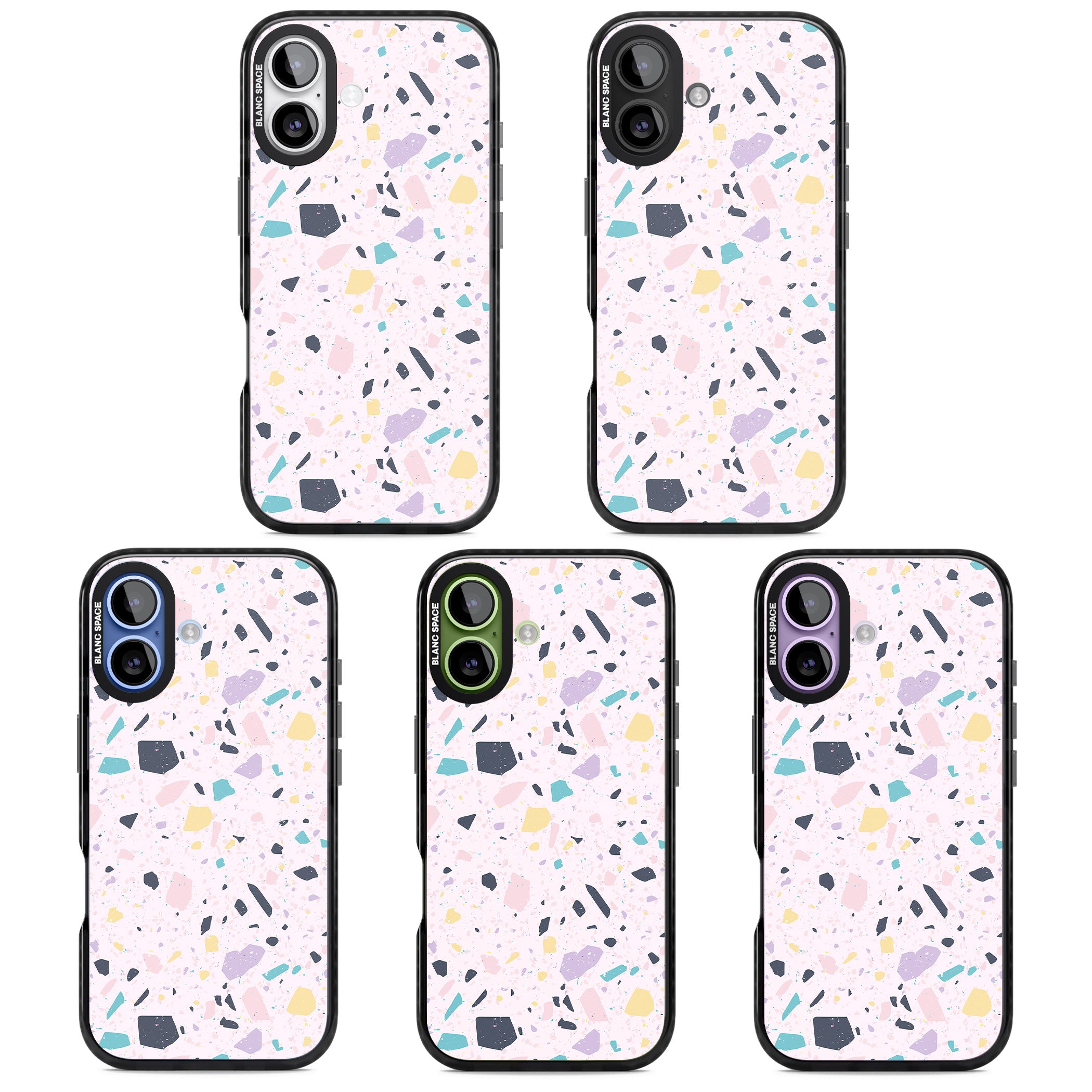 Pink, Purple & Turquoise Terrazzo Pattern iPhone 17 Impact Pro Black Phone Case APT Impact Protection