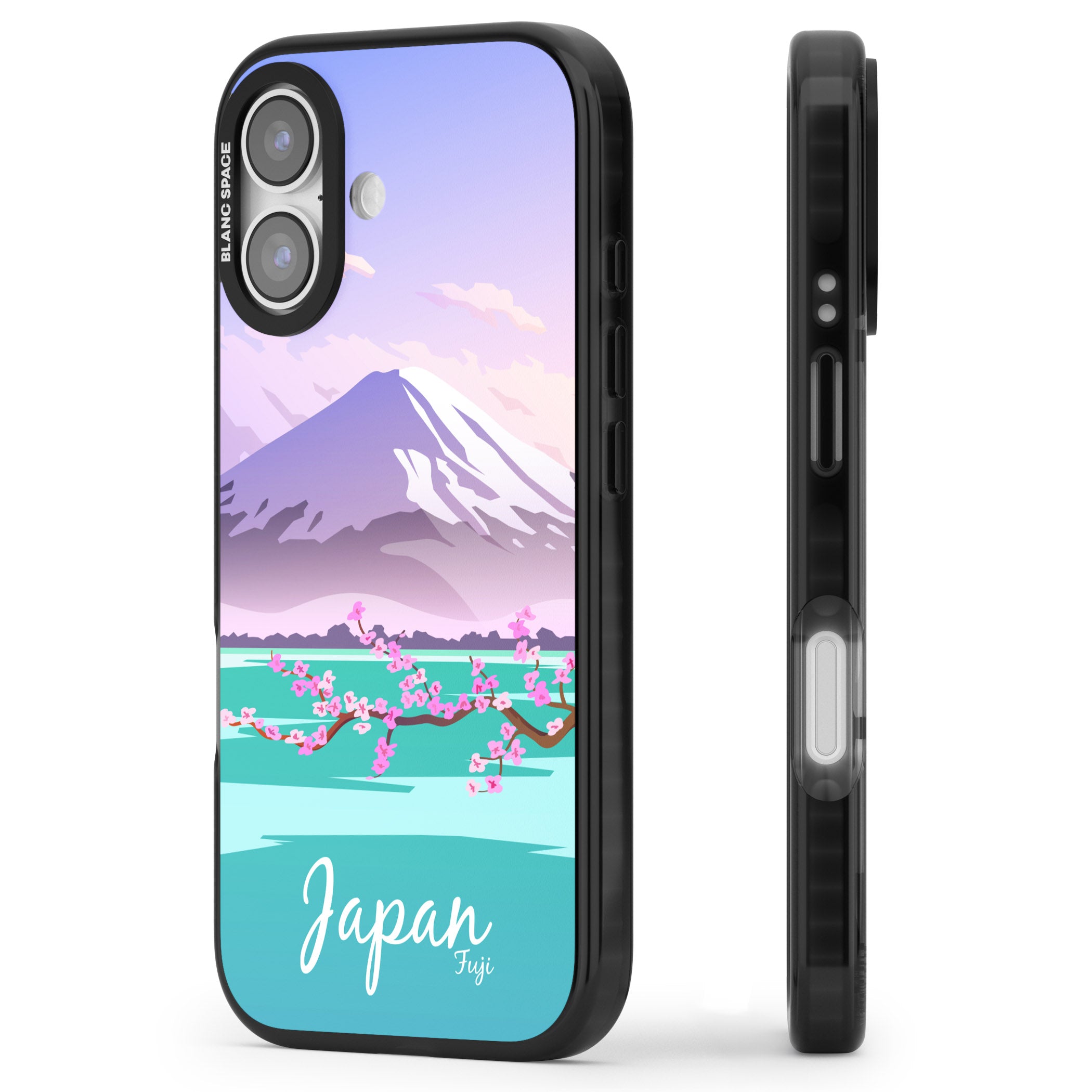 Vintage Travel Poster Japan iPhone 17 Impact Pro Black Phone Case Side Profile