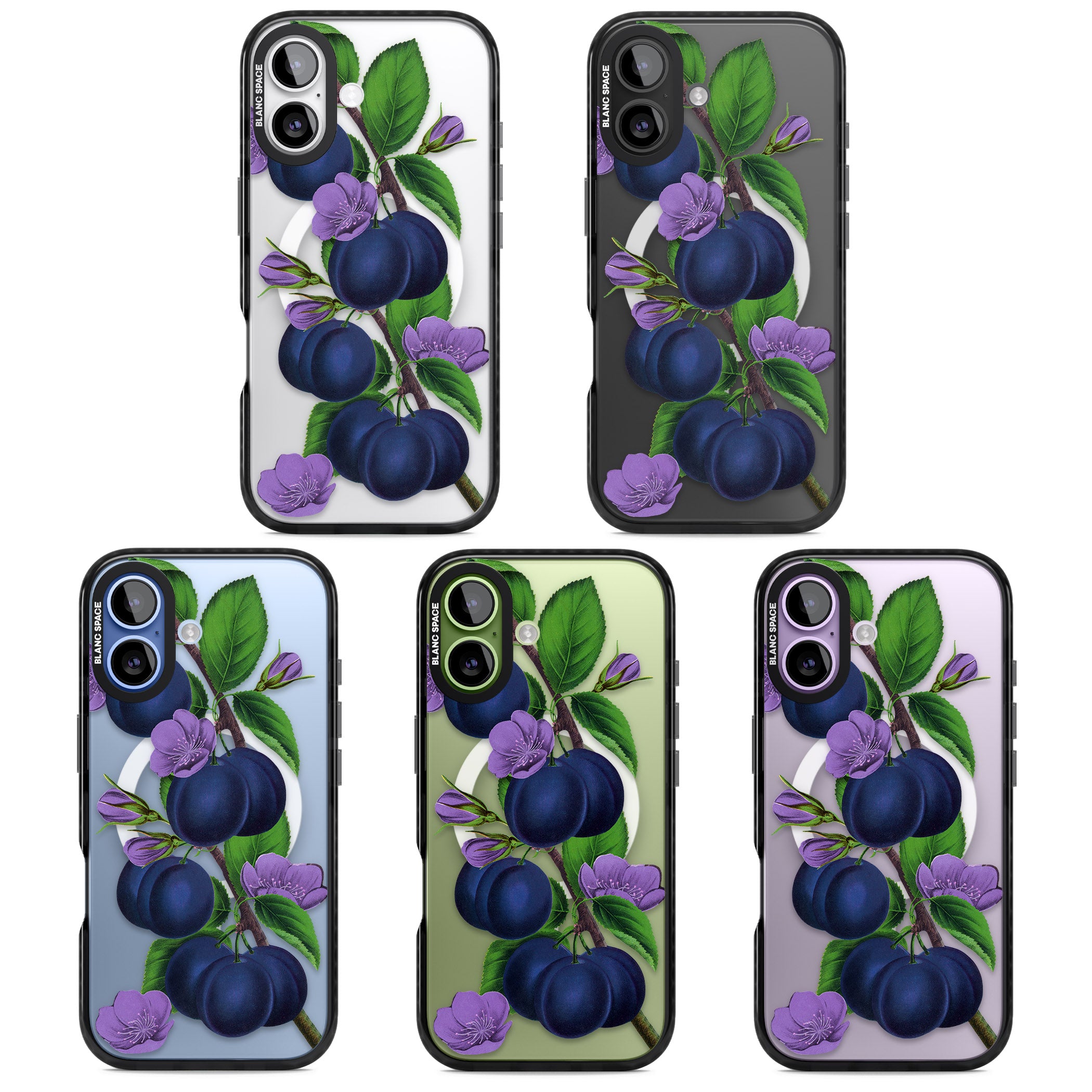 Vintage Painted Plums iPhone 17 Impact Pro Black Phone Case APT Impact Protection