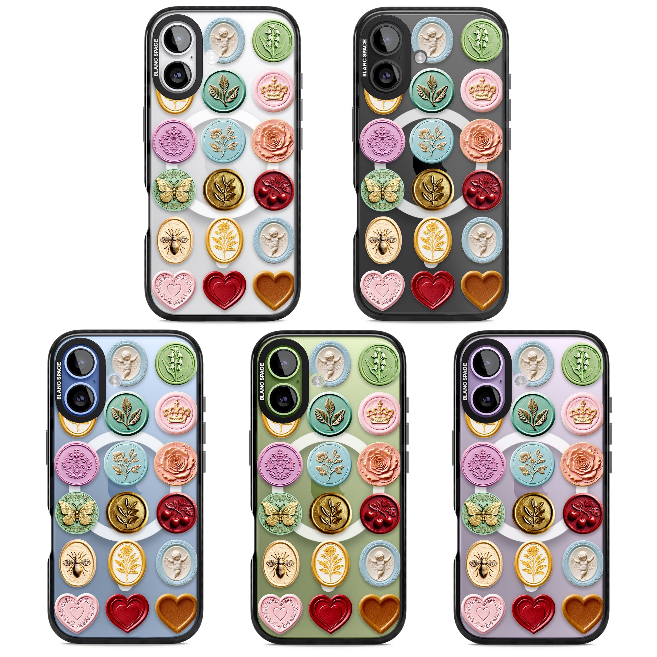 Vintage Wax Seal Pattern iPhone 17 Impact Pro Black Phone Case APT Impact Protection