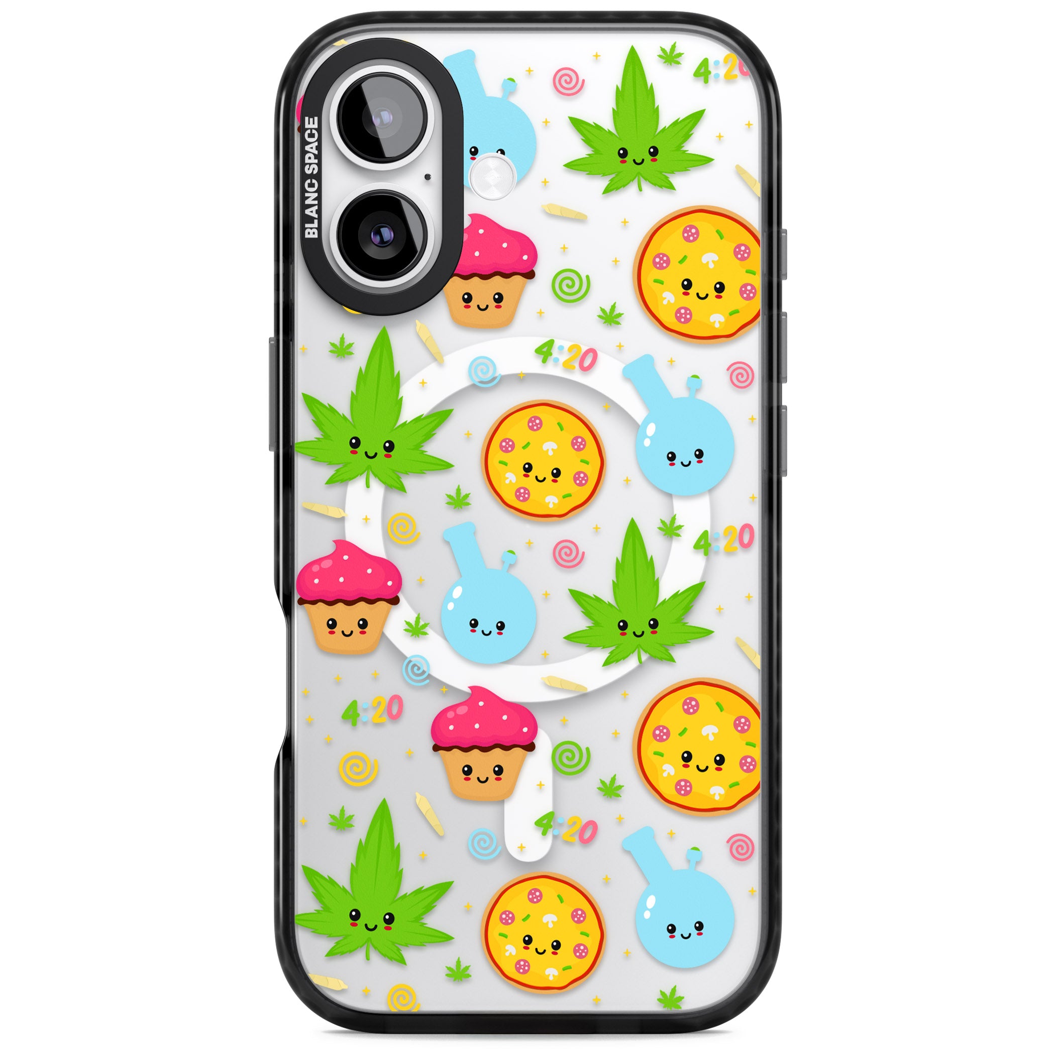 Kawaii Weed Pattern iPhone 17 Impact Pro Black Phone Case