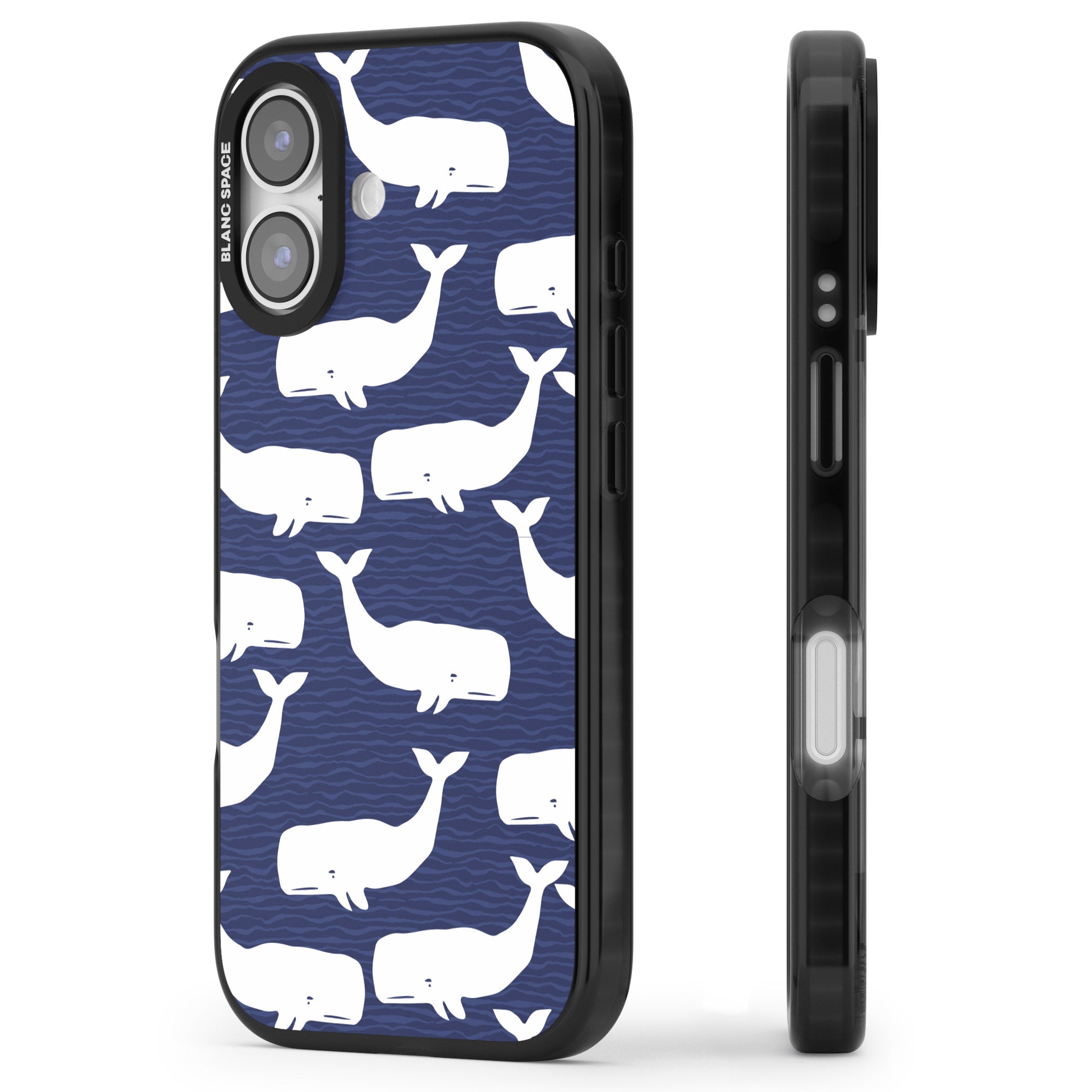 Whale Dreams iPhone 17 Impact Pro Black Phone Case Side Profile
