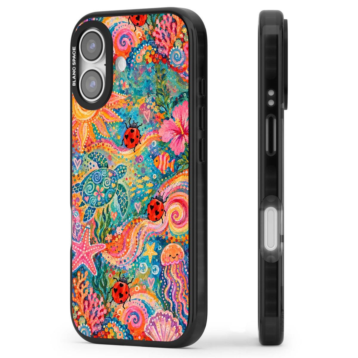 Coral Whimsy for her iPhone case | Black Impact Magsafe case for iPhone 17