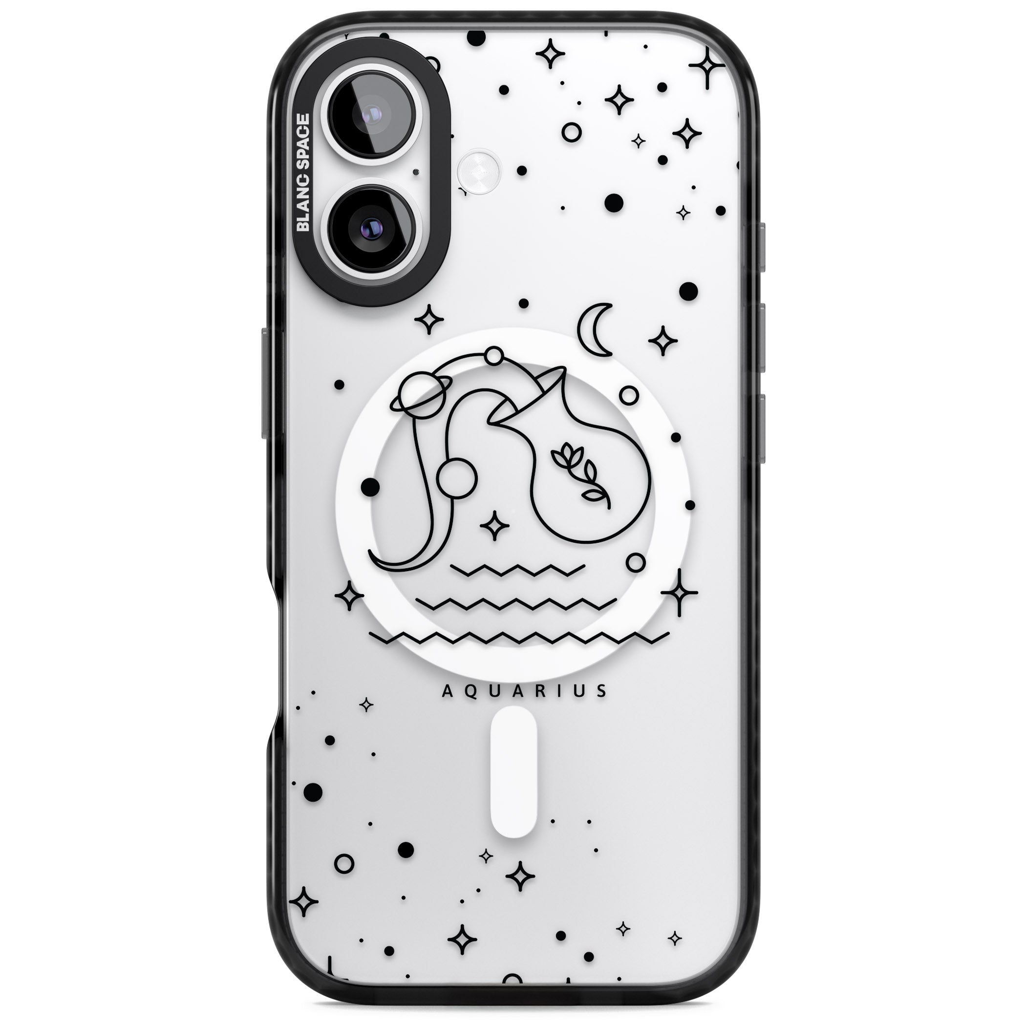 Aquarius Zodiac Symbol iPhone 17 Impact Pro Black Phone Case