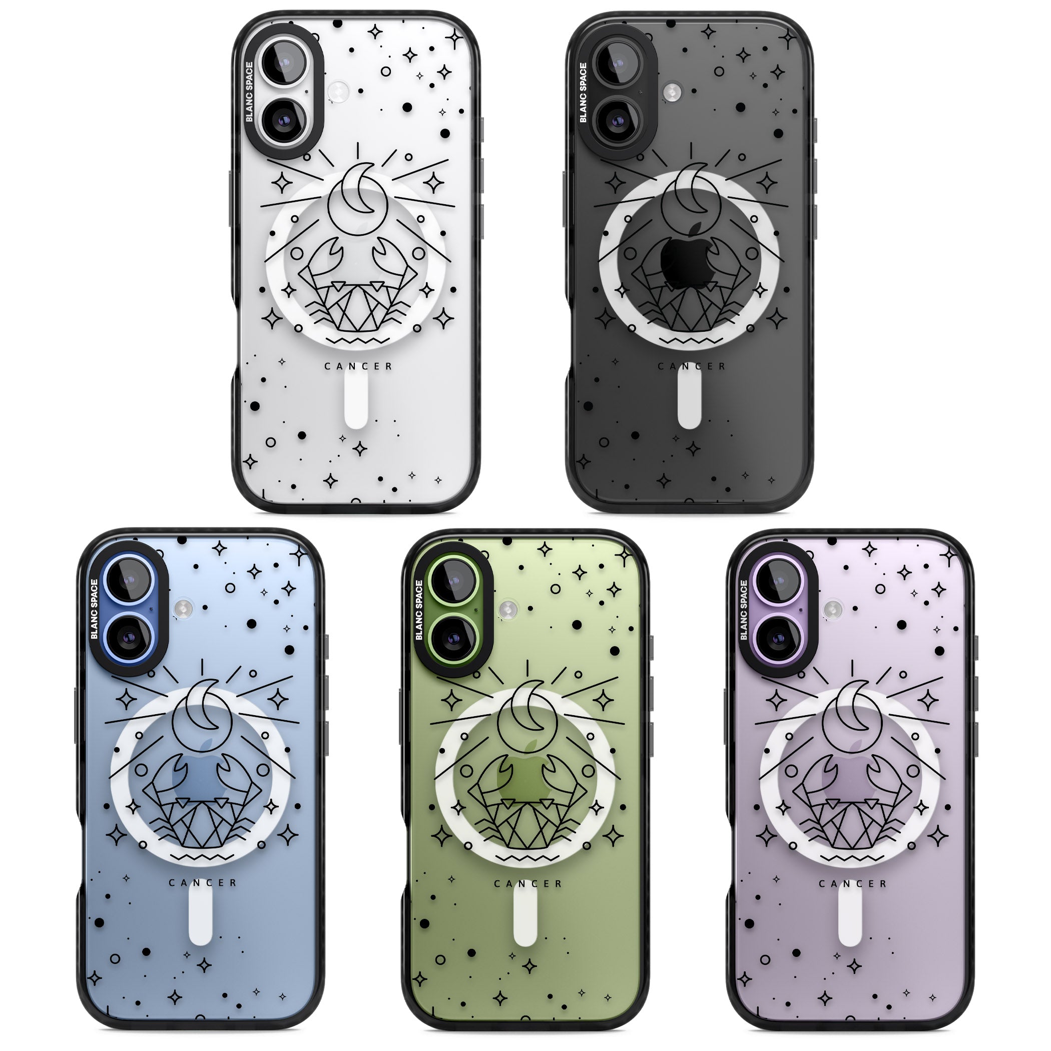 Zodiac Cancer Moon iPhone 17 Impact Pro Black Phone Case APT Impact Protection