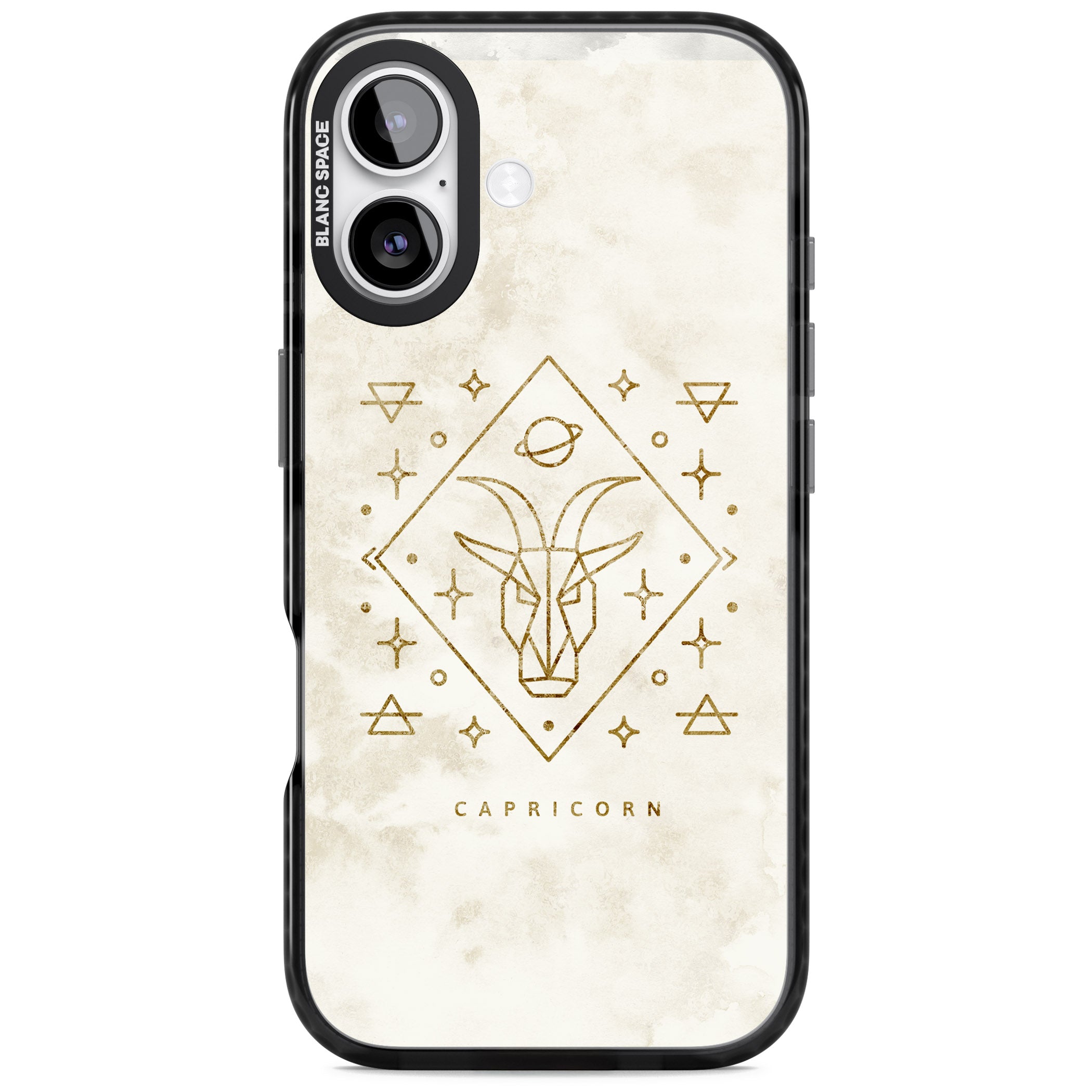 Capricorn Gold Zodiac Design iPhone 17 Impact Pro Black Phone Case