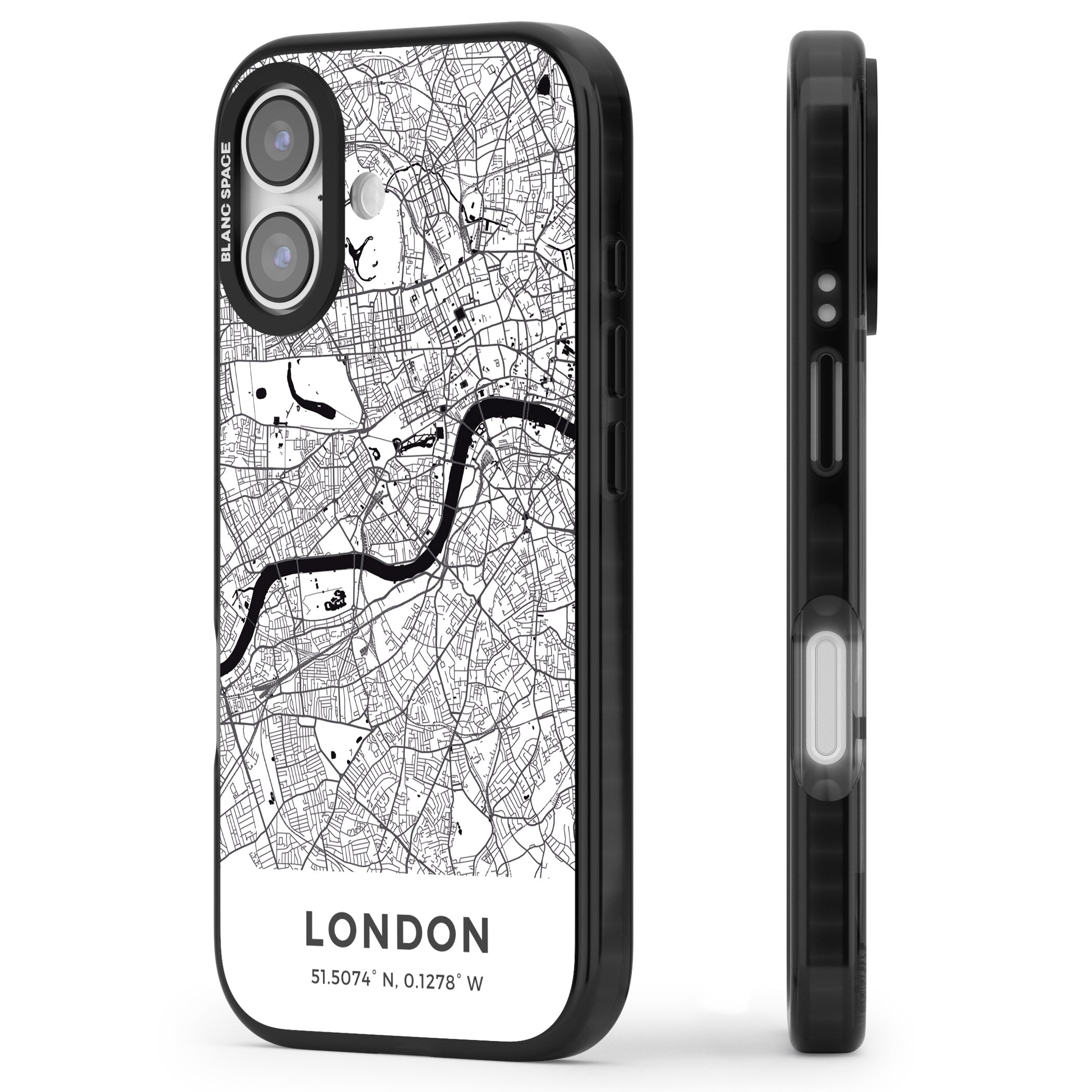 London Map iPhone 17 Impact Black Phone Case Side Profile