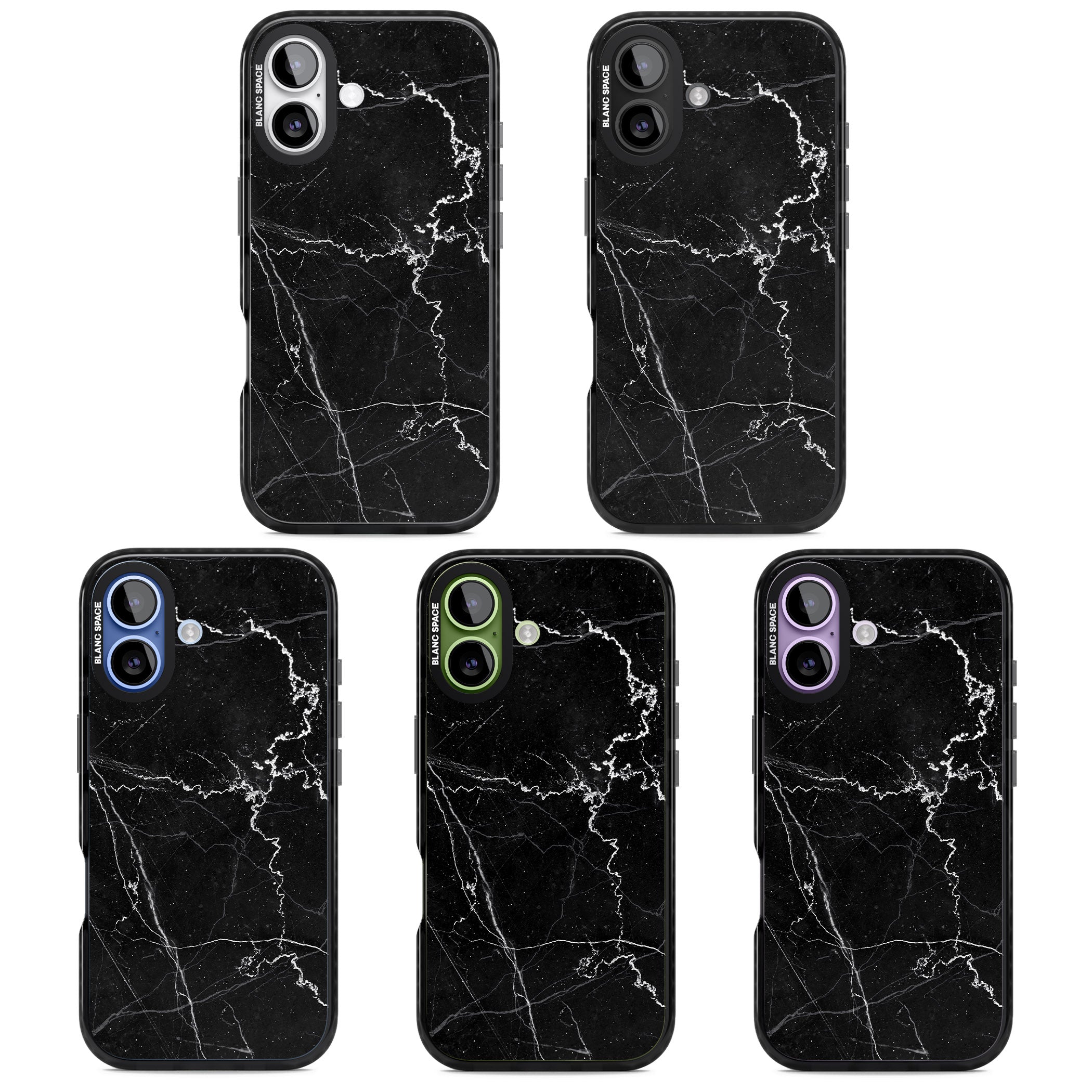 Bold Black Marble With White Texture iPhone 17 Impact Black Phone Case APT Impact Protection