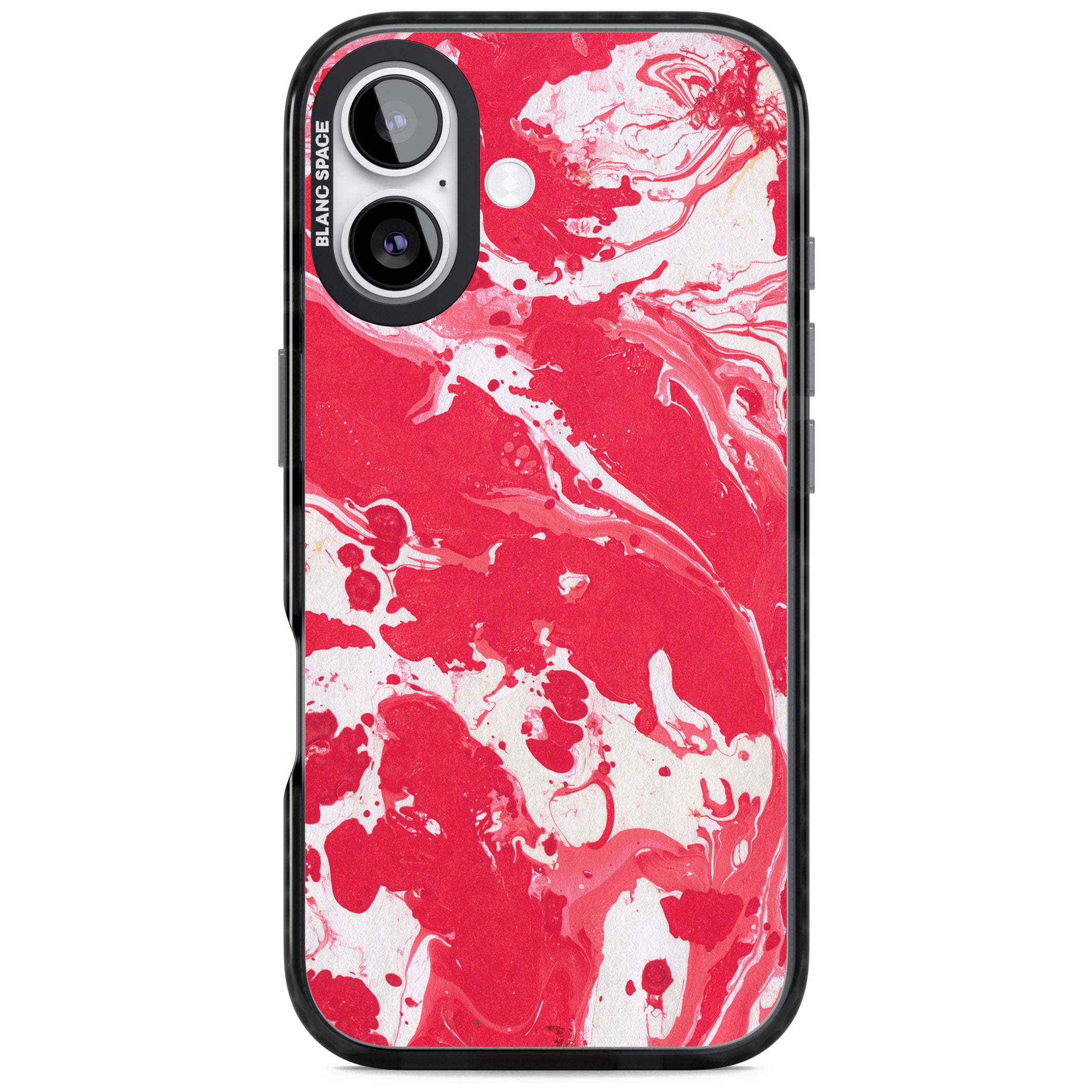 Red & White Marbled iPhone 17 Impact Black Phone Case