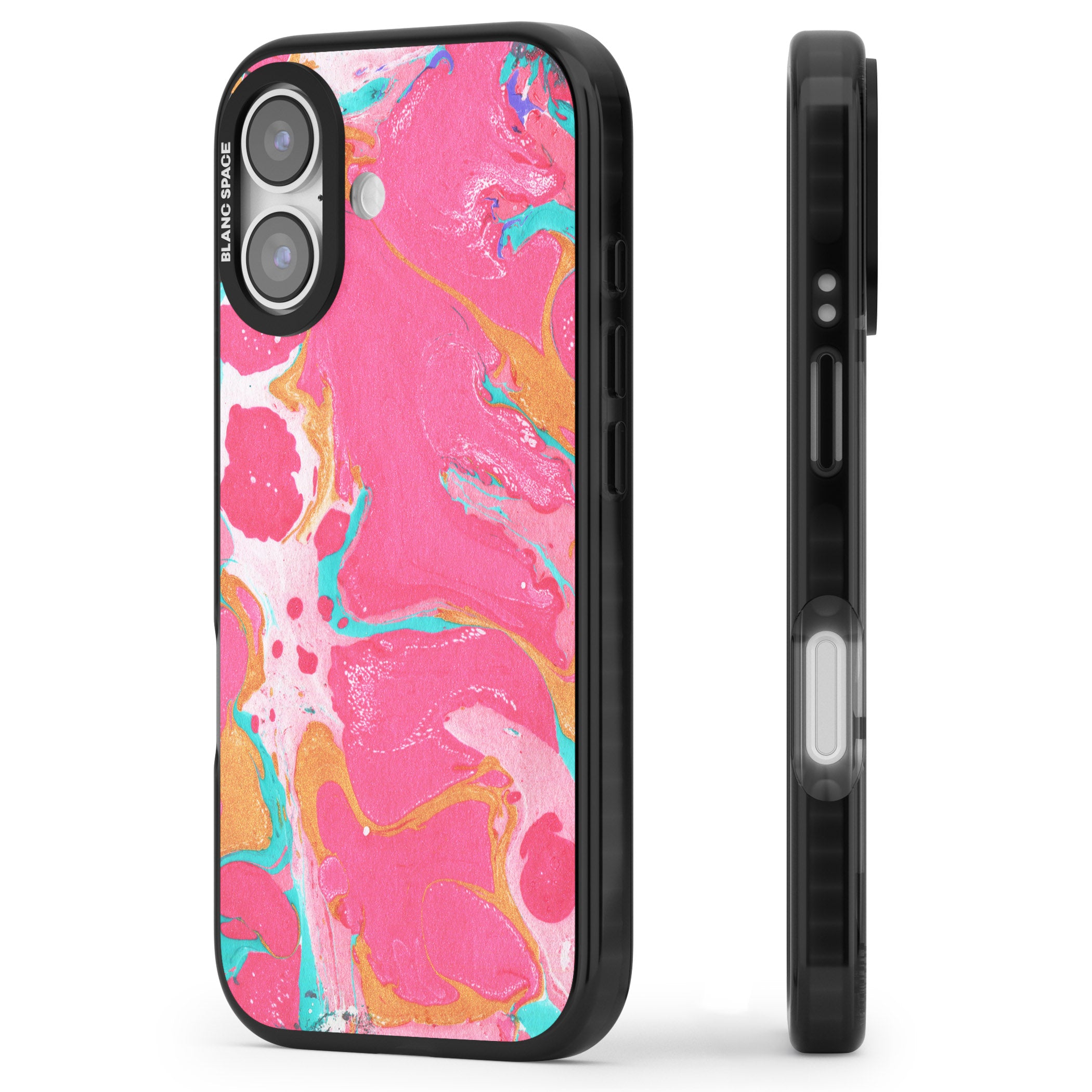Vibrant Marbled Paper iPhone 17 Impact Black Phone Case Side Profile