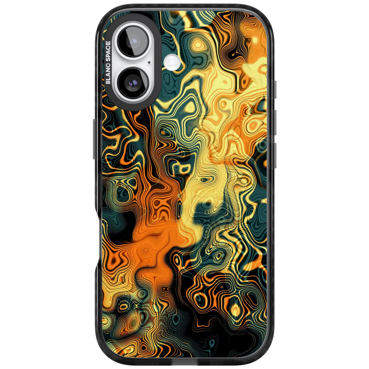 Liquid Amber iPhone 16 / iPhone 16 Plus / iPhone 17 Impact Black Phone Case front