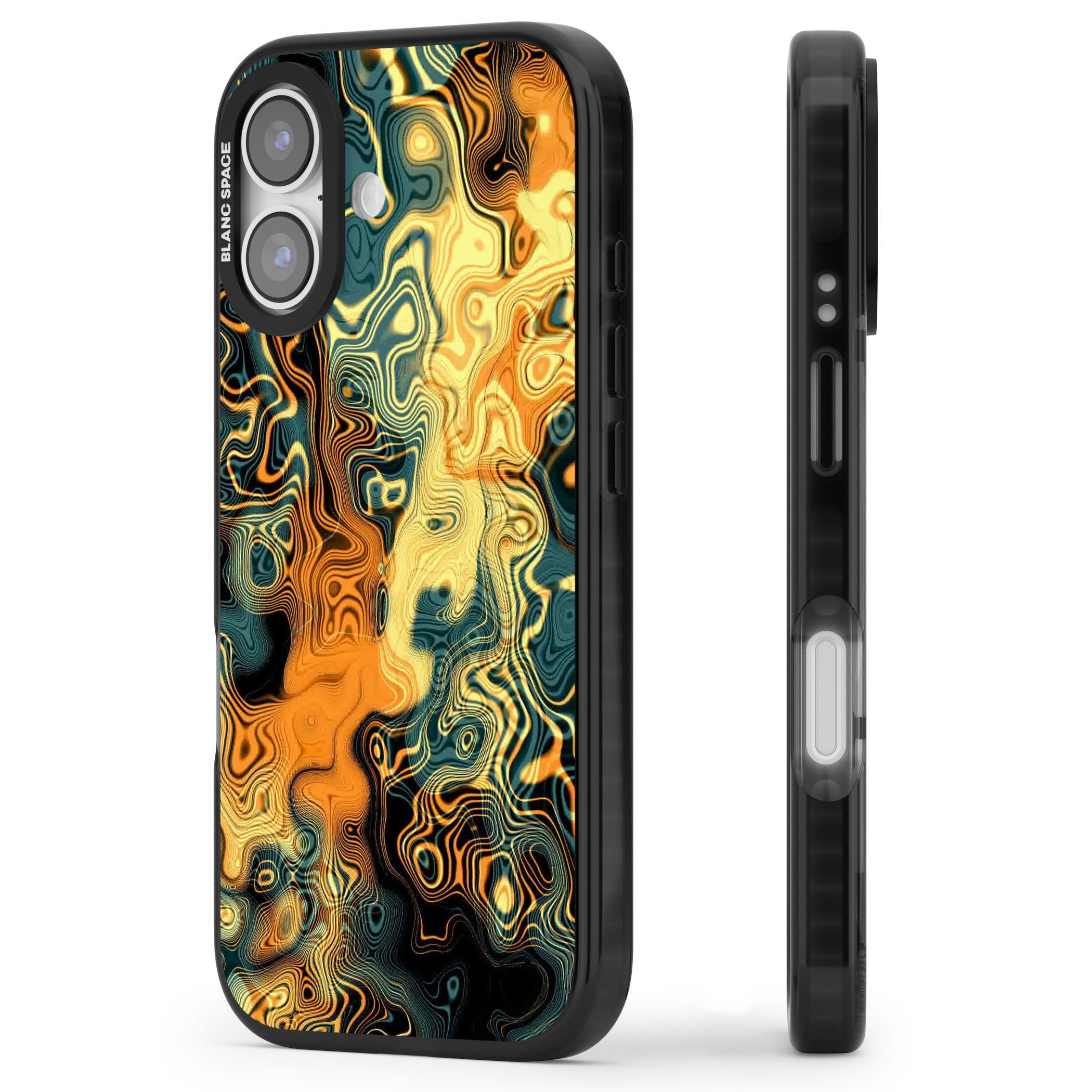 Gold Green Marble iPhone 17 Impact Black Phone Case Side Profile