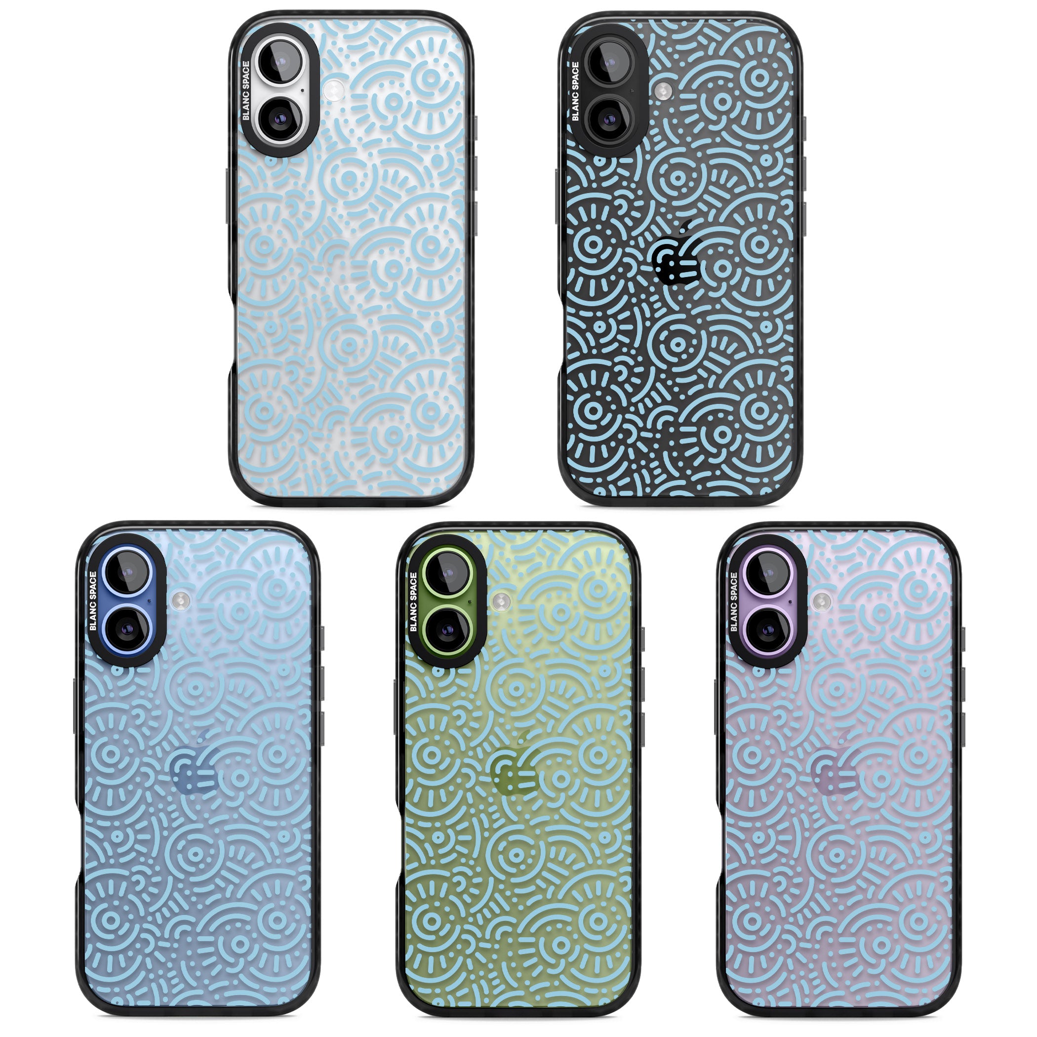 Light Blue Retro Pattern iPhone 17 Impact Black Phone Case APT Impact Protection