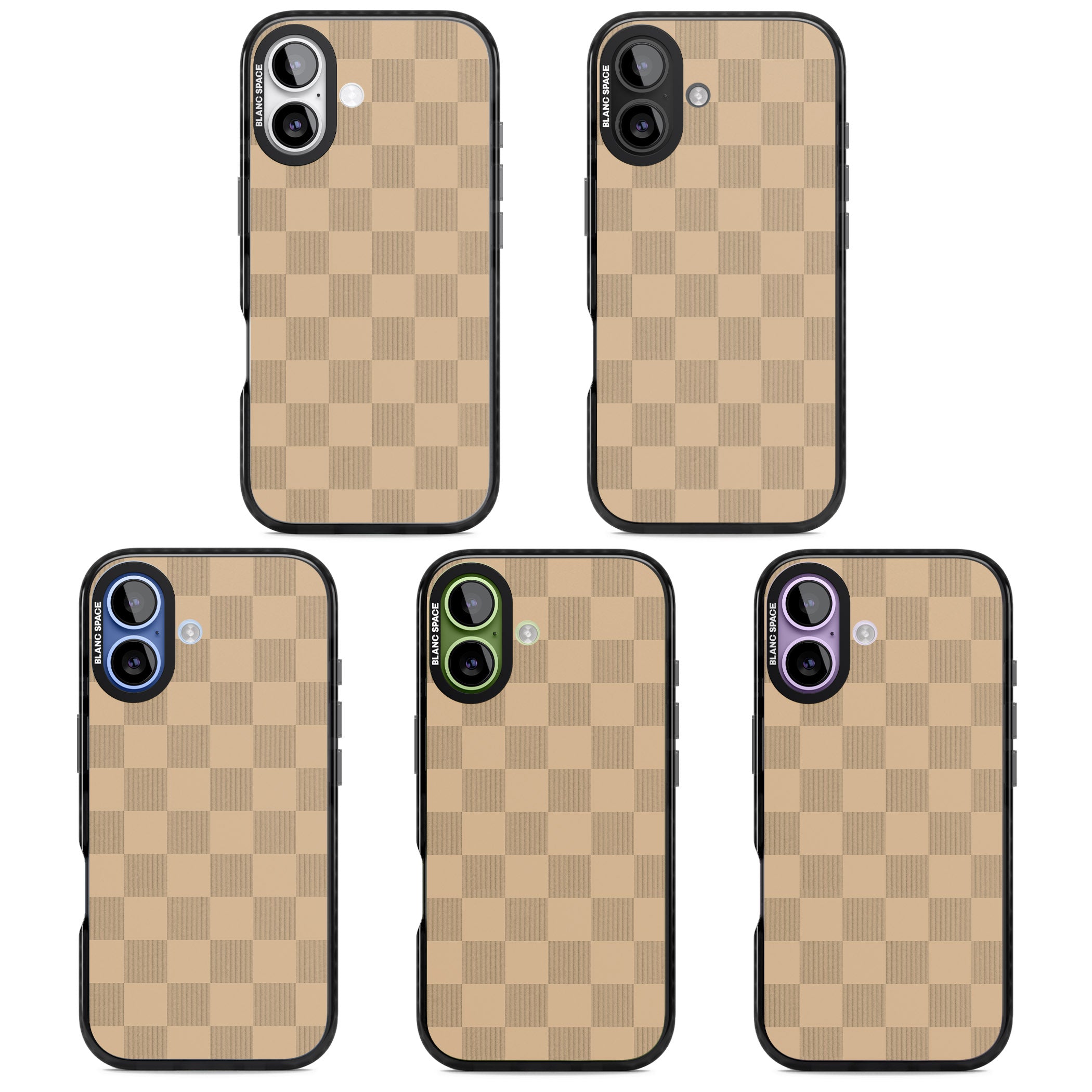 Beige Checkered iPhone 17 Impact Black Phone Case APT Impact Protection