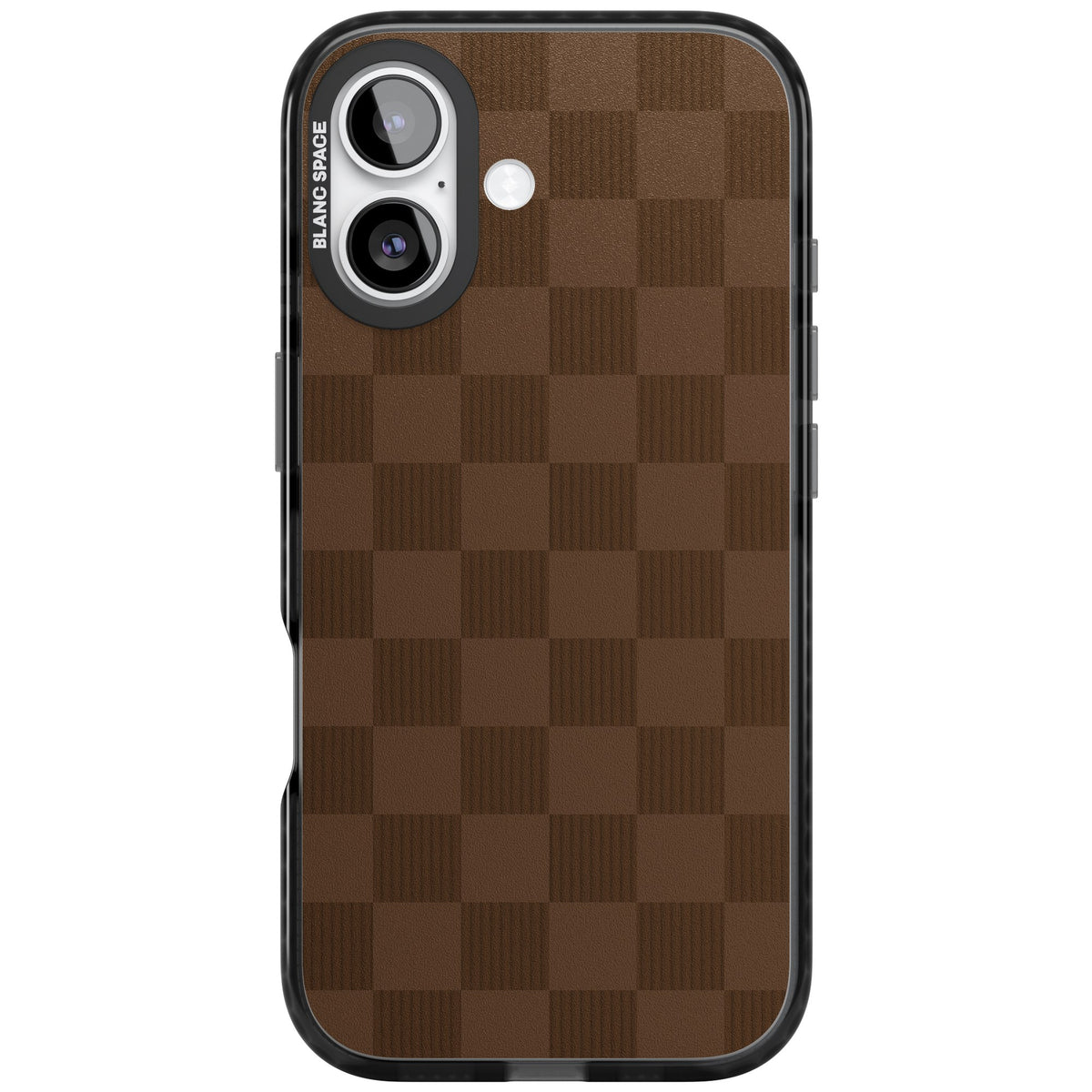 Chocolate Checkered iPhone 16 / iPhone 16 Plus / iPhone 17 Impact Black Phone Case front