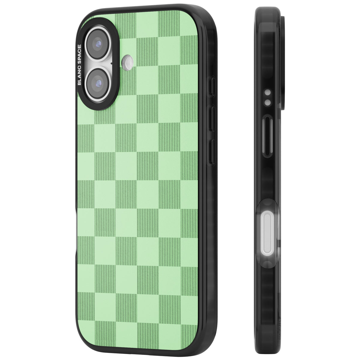 Seafoam Checkered iPhone 16 / iPhone 16 Plus / iPhone 17 Impact Black Phone Case side