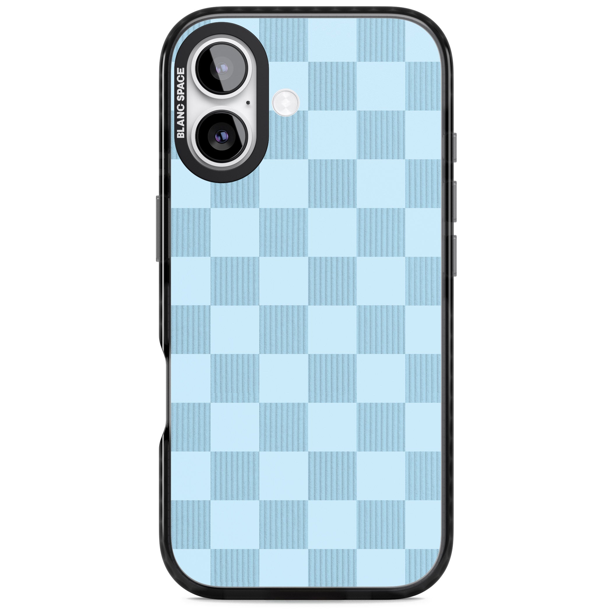 Skyblue Checkered iPhone 17 Impact Black Phone Case