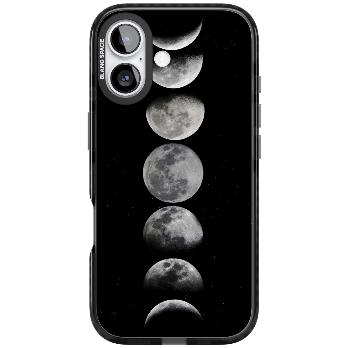 Phases Of The Moon iPhone 16 / iPhone 16 Plus / iPhone 17 Impact Black Phone Case front