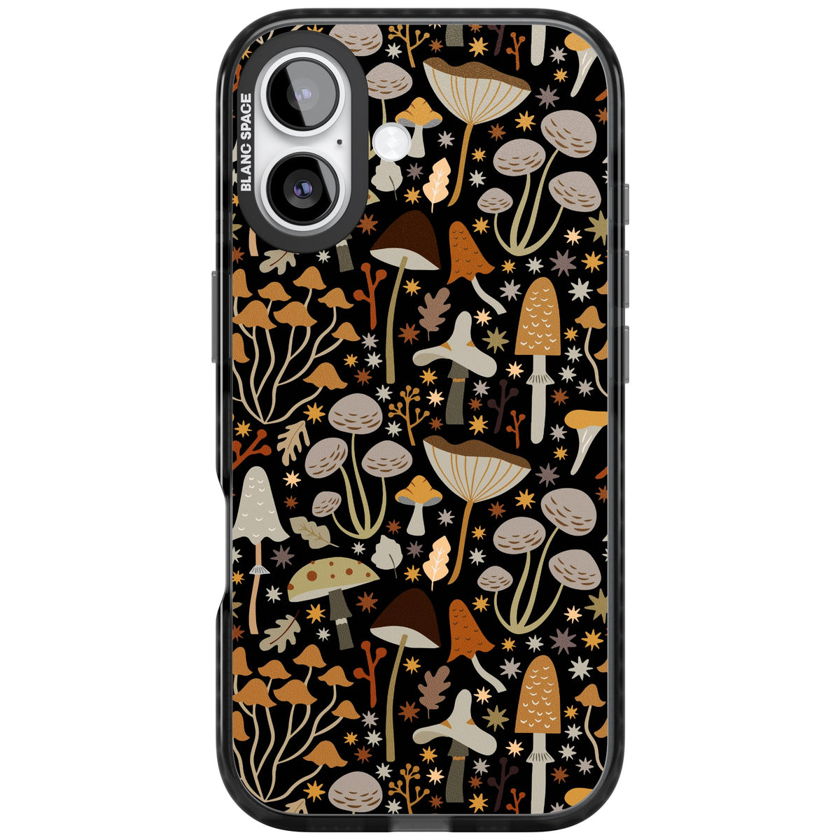 Mushroom Grove iPhone 16 / iPhone 16 Plus / iPhone 17 Impact Black Phone Case front