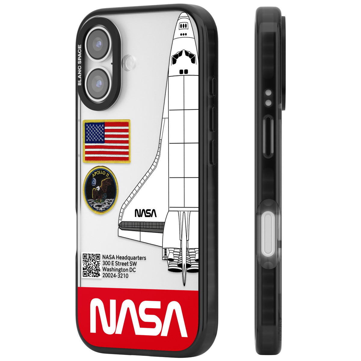 Nasa Apollo 11 iPhone 16 / iPhone 16 Plus / iPhone 17 Impact Black Phone Case side