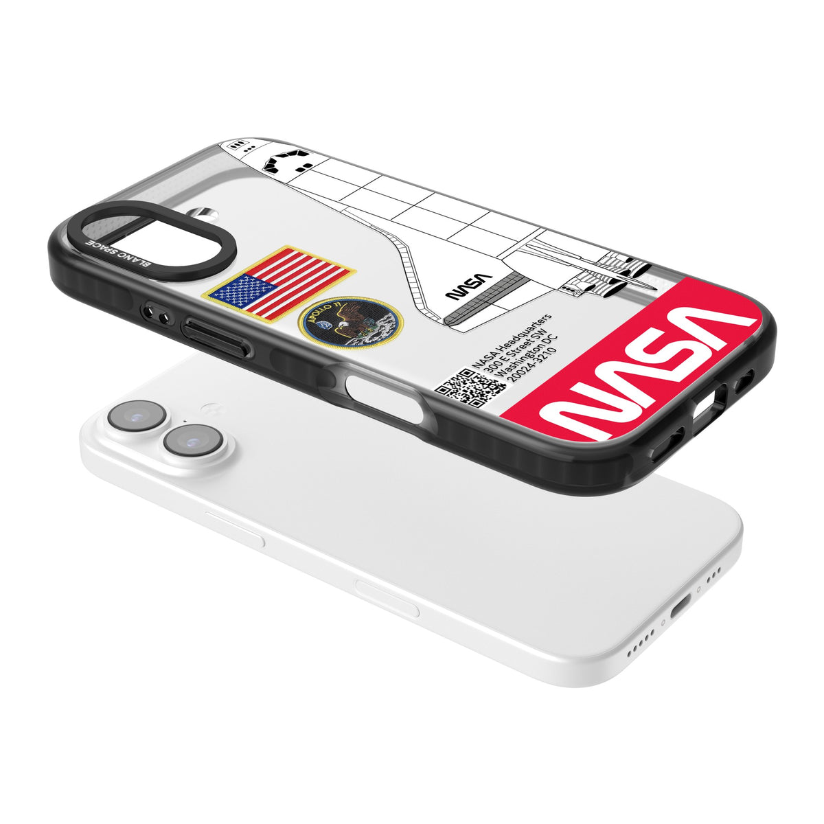 Nasa Apollo 11 iPhone 16 / iPhone 16 Plus / iPhone 17 Impact Black Phone Case angled