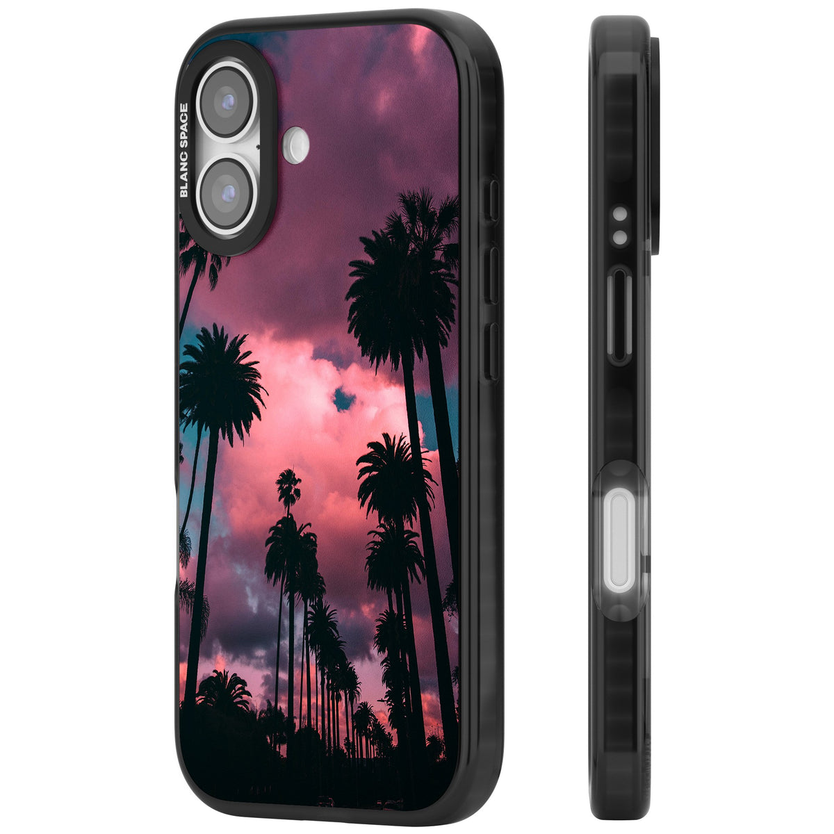 Sunset Palms iPhone 16 / iPhone 16 Plus / iPhone 17 Impact Black Phone Case side