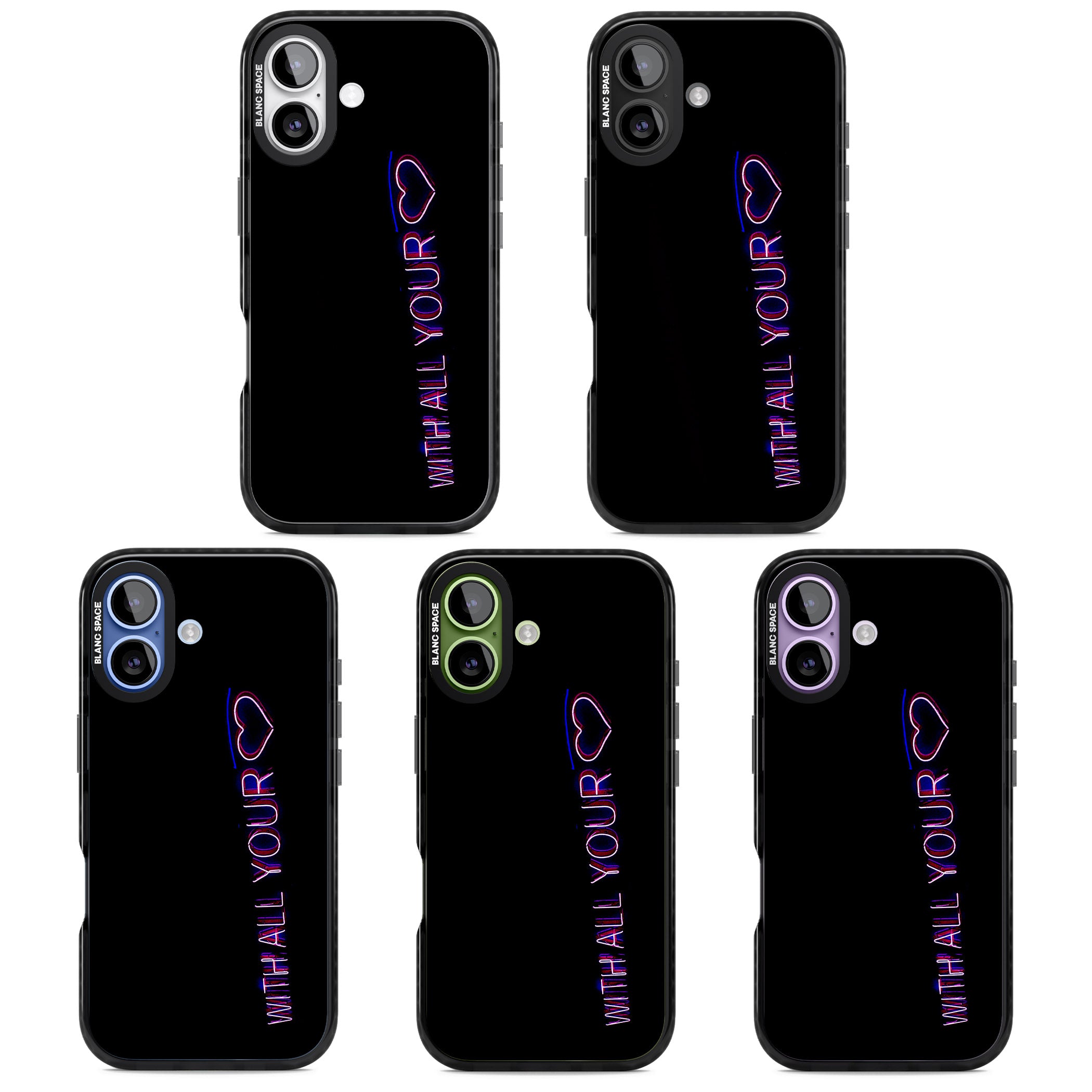 Neon Heart Script iPhone 17 Impact Black Phone Case APT Impact Protection
