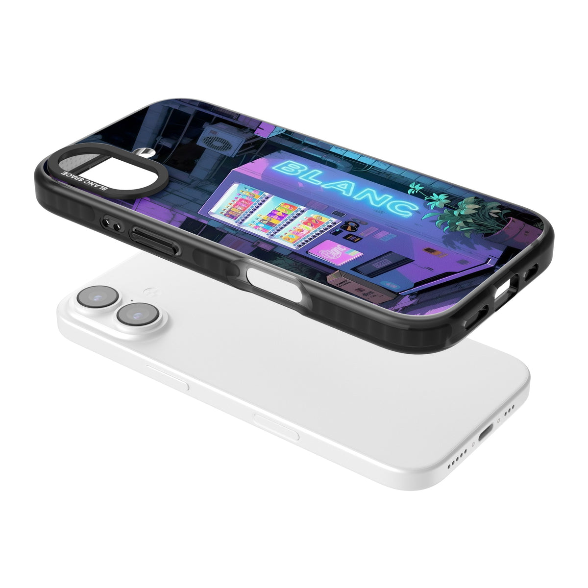 Shibuya Glow iPhone 16 / iPhone 16 Plus / iPhone 17 Impact Black Phone Case angled