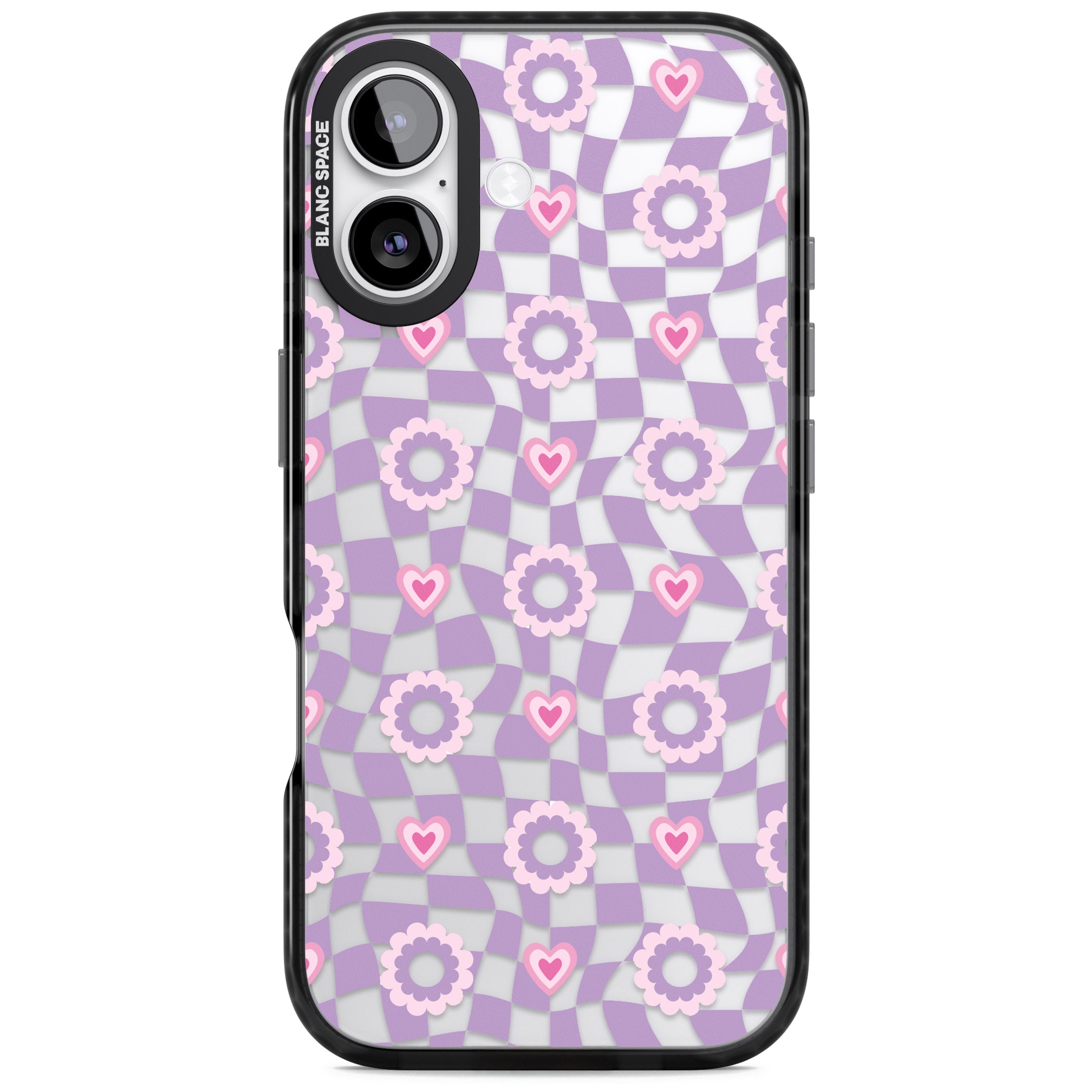 Checkered Love Pattern iPhone 17 Impact Black Phone Case