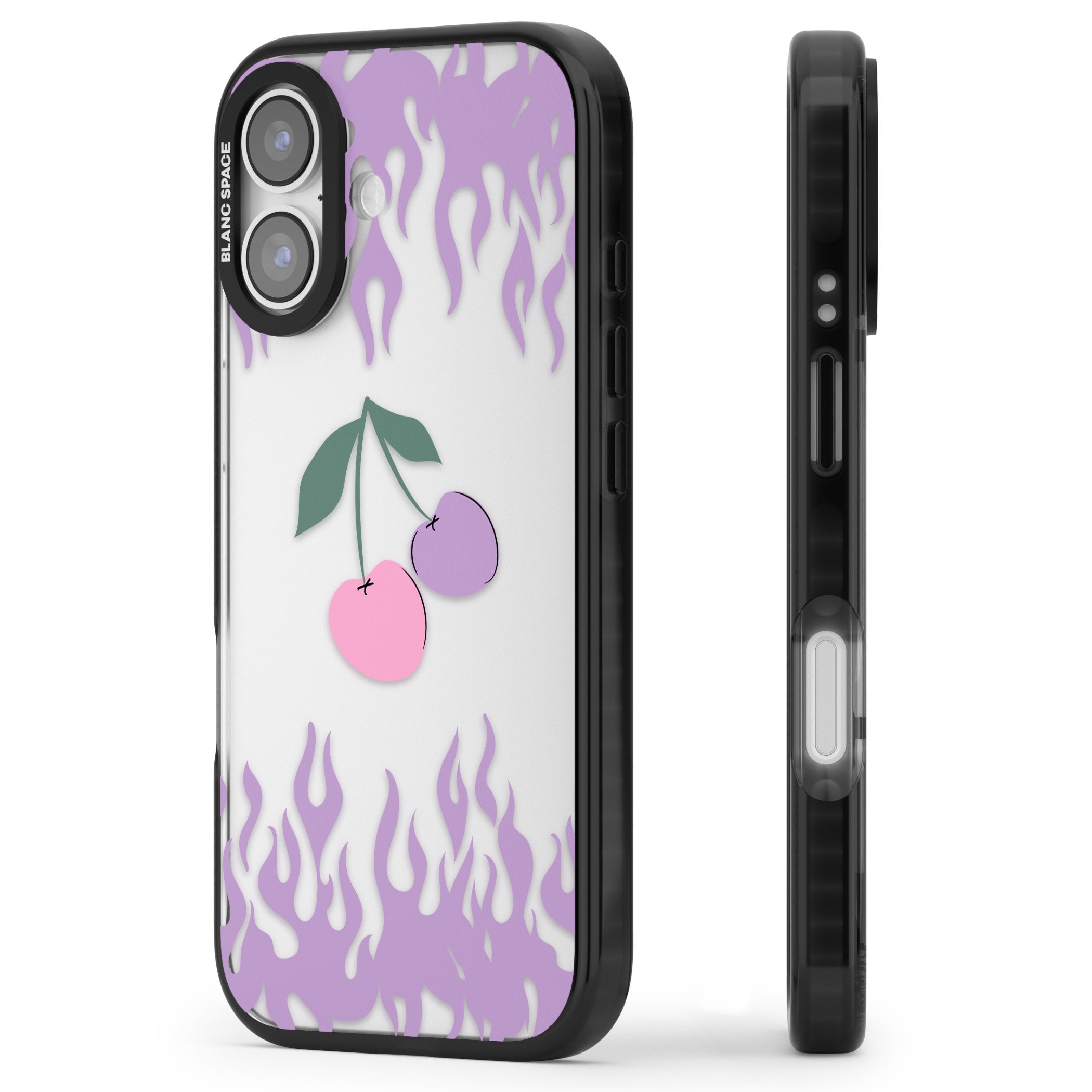 Cherries N' Flames iPhone 17 Impact Black Phone Case Side Profile