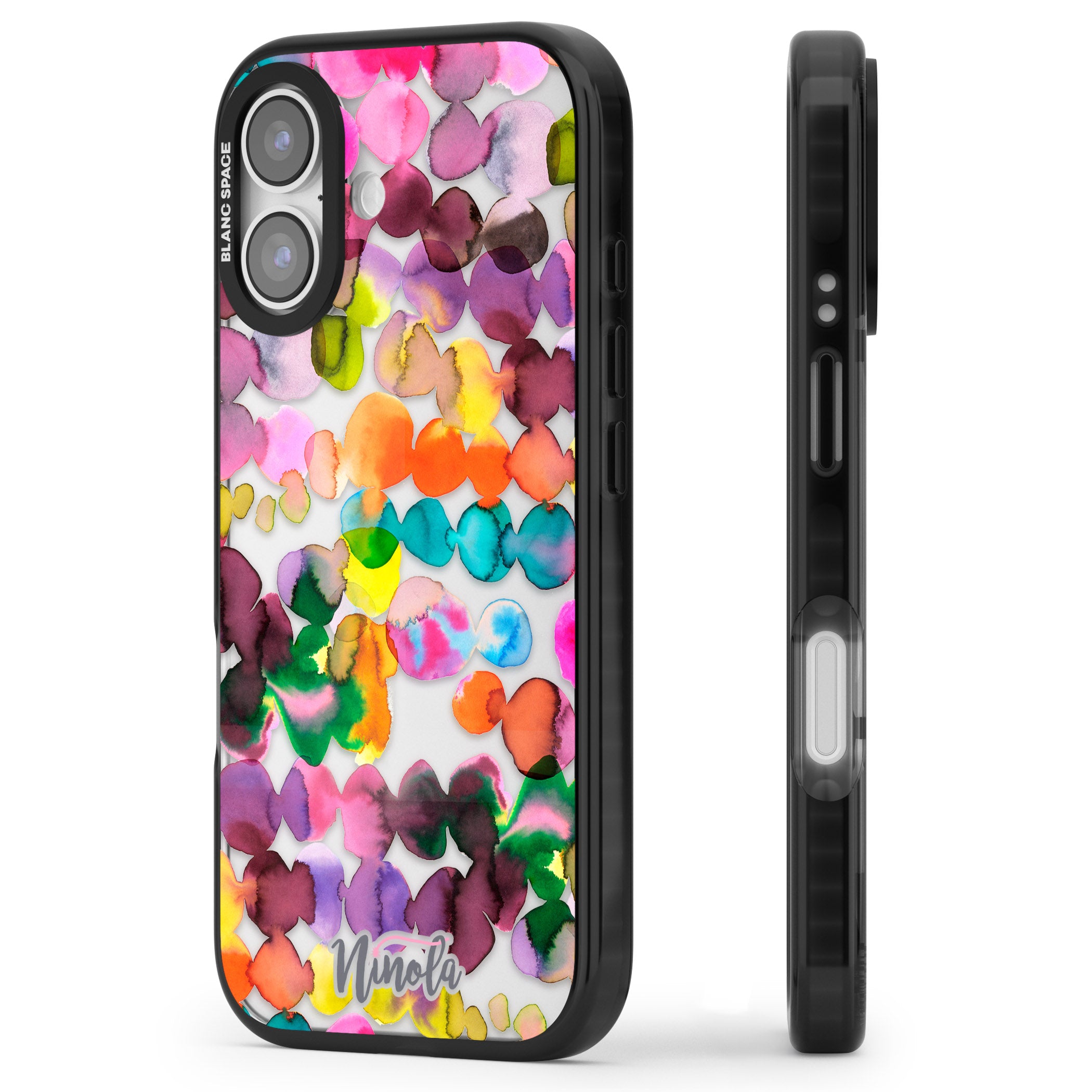 Ink Splash Hues iPhone 17 Impact Black Phone Case Side Profile