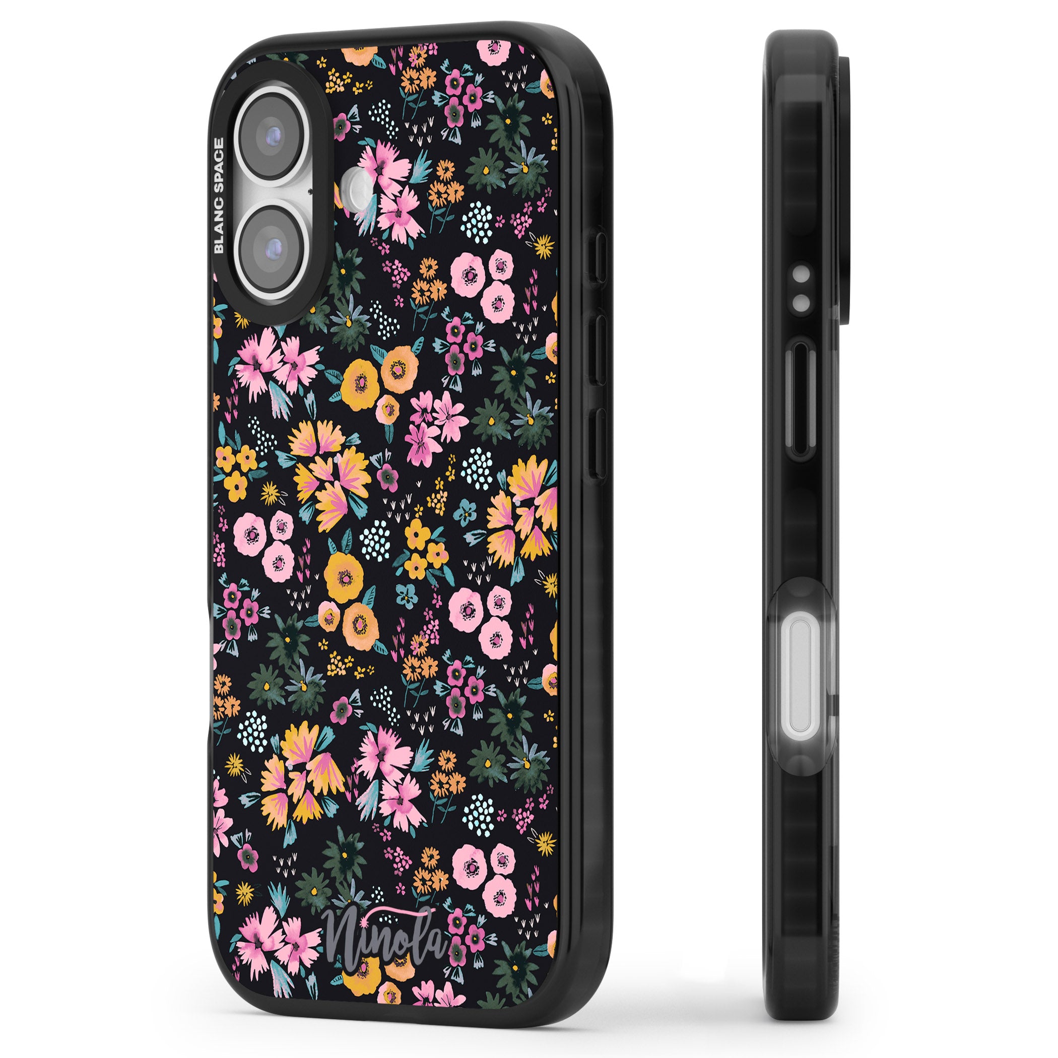 Blossom Field iPhone 17 Impact Black Phone Case Side Profile