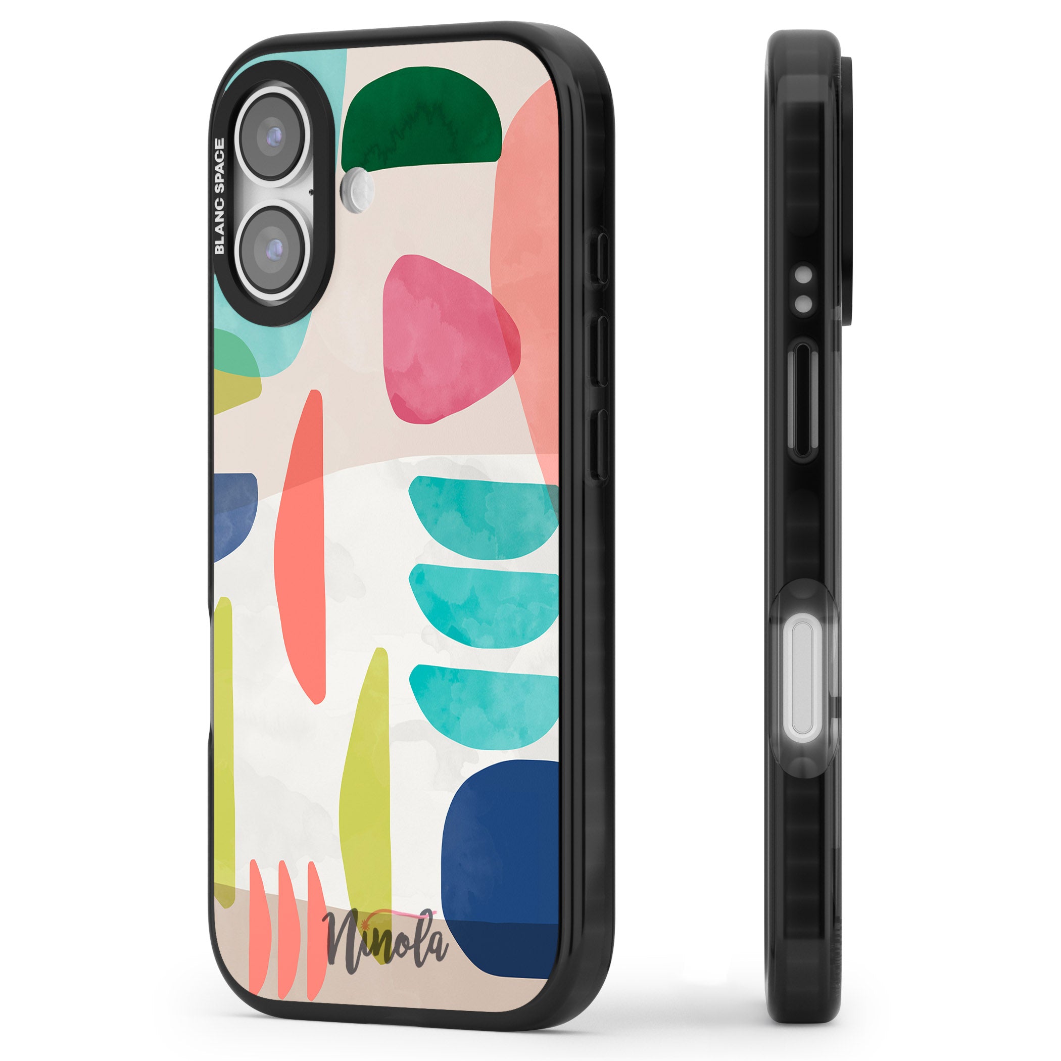Bold Colorful Shapes iPhone 17 Impact Black Phone Case Side Profile