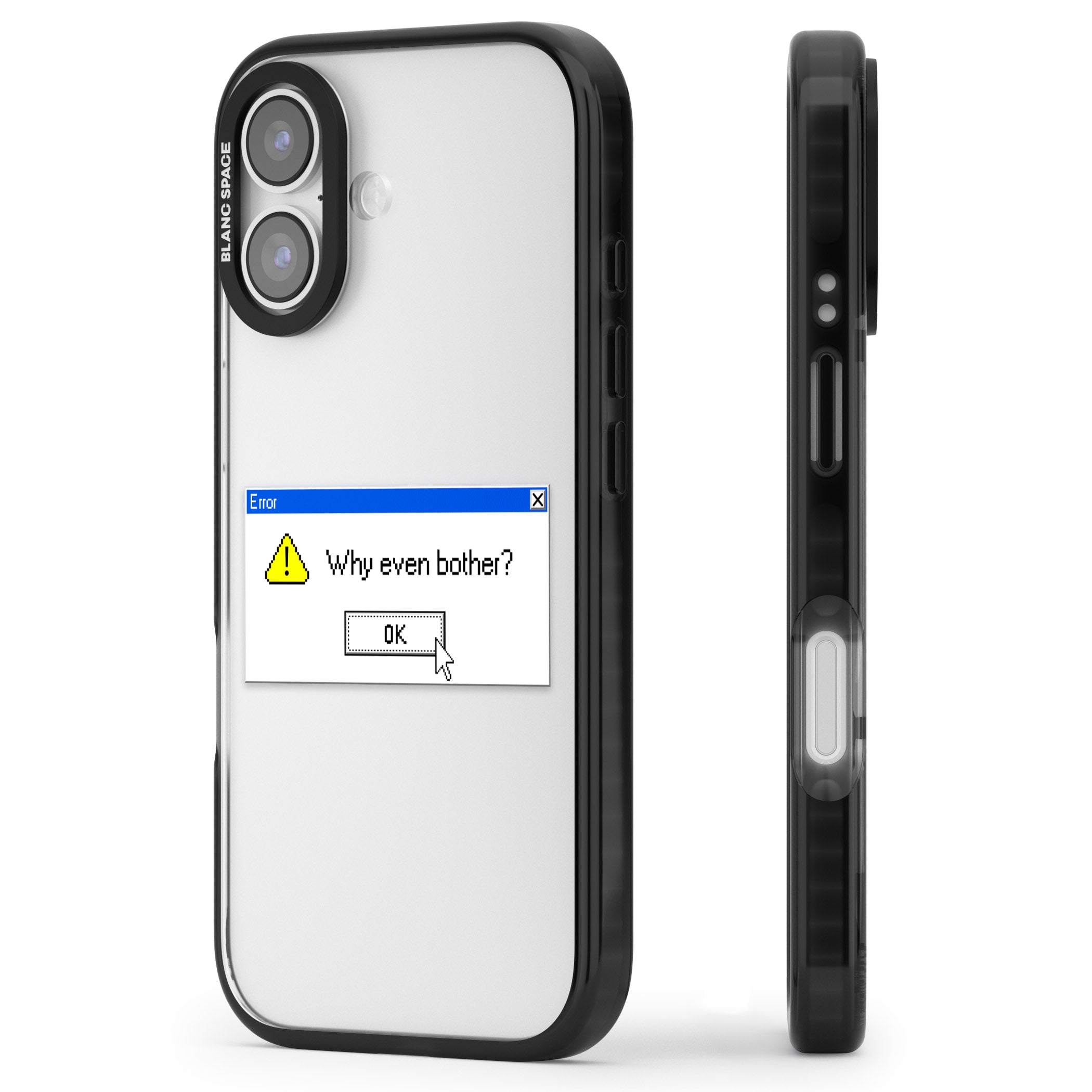 Why Even Bother Exe iPhone 17 Impact Black Phone Case Side Profile