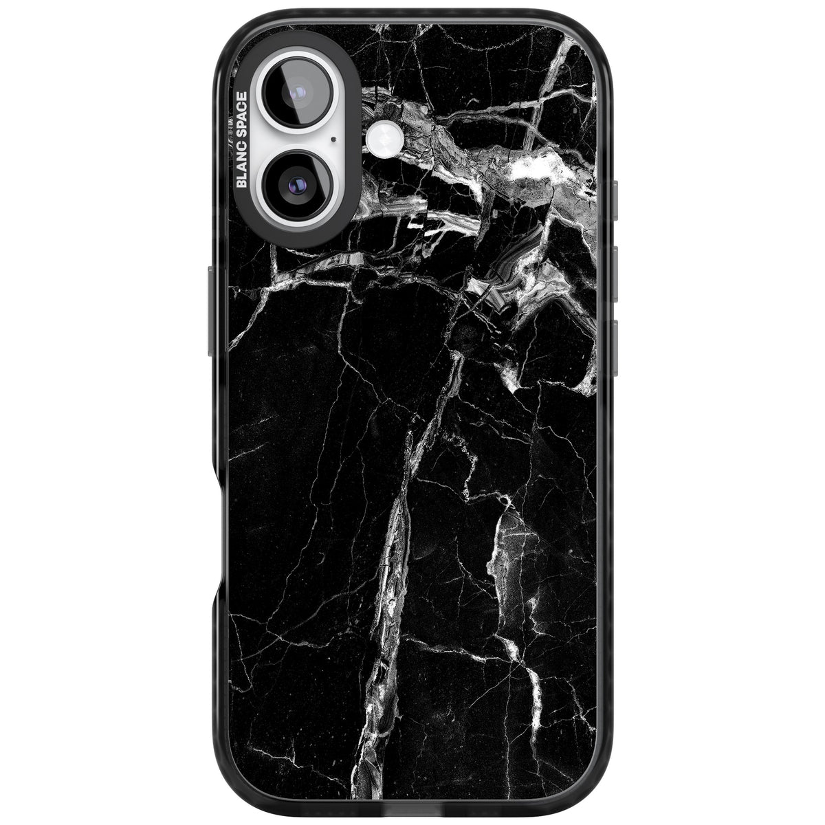 Black Onyx Marble iPhone 16 / iPhone 16 Plus / iPhone 17 Impact Black Phone Case front
