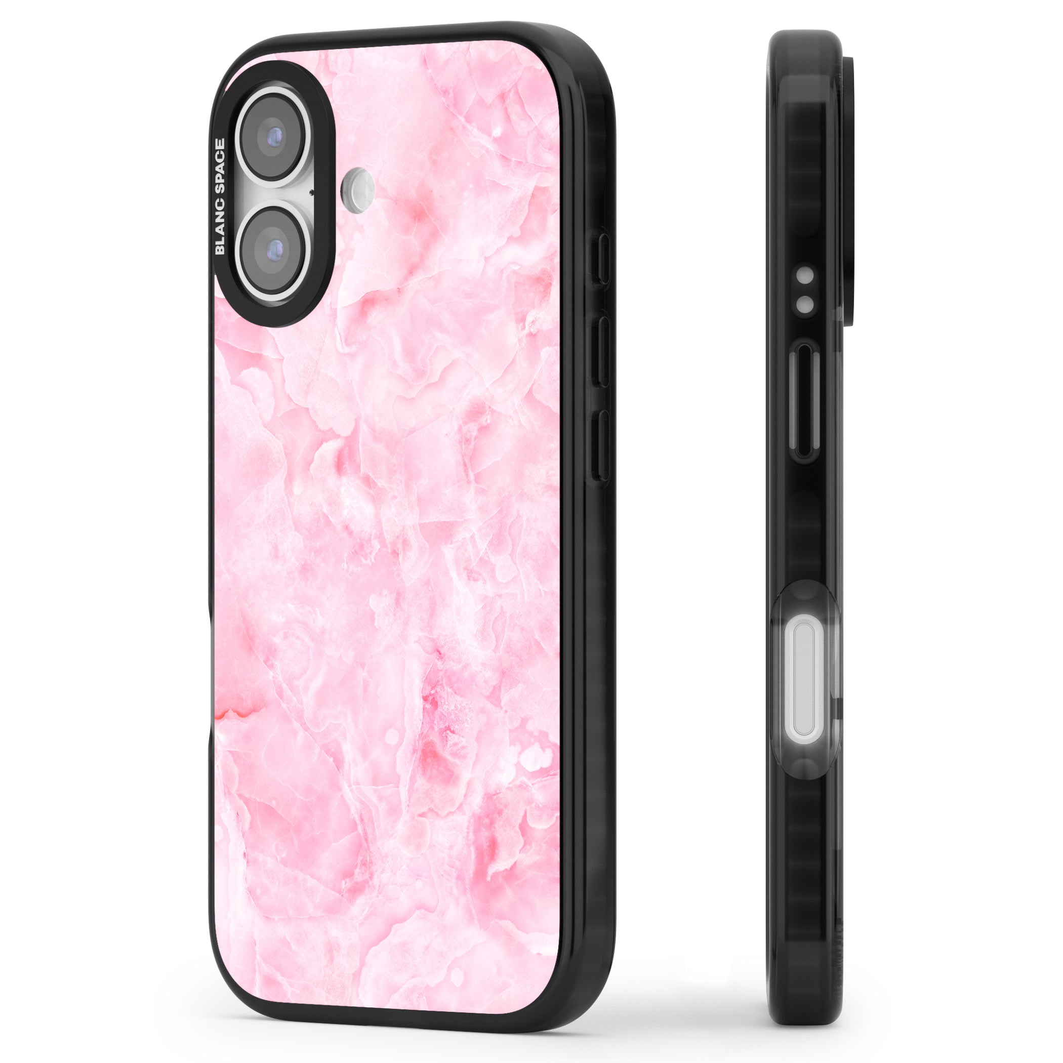 Pink Onyx Marble iPhone 17 Impact Black Phone Case Side Profile