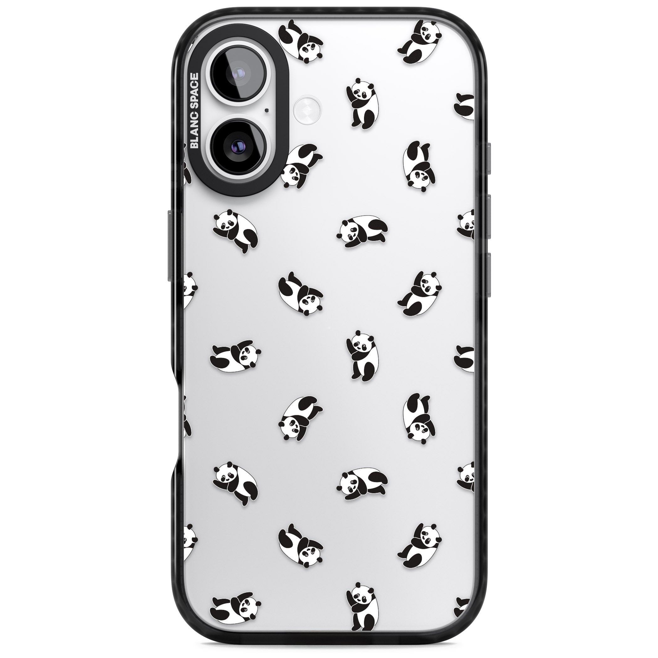 Tiny Panda Pattern iPhone 17 Impact Black Phone Case