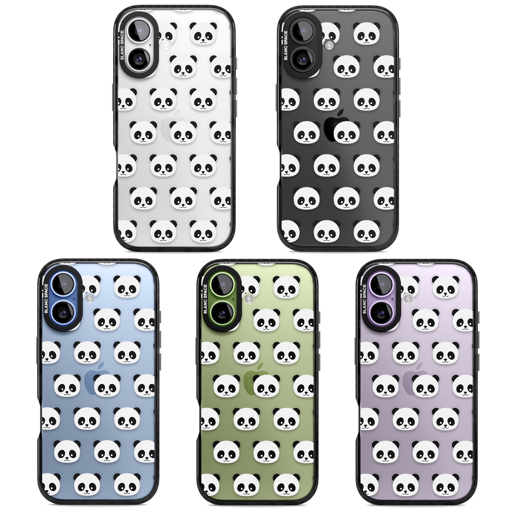 Panda Face Pattern iPhone 17 Impact Black Phone Case APT Impact Protection