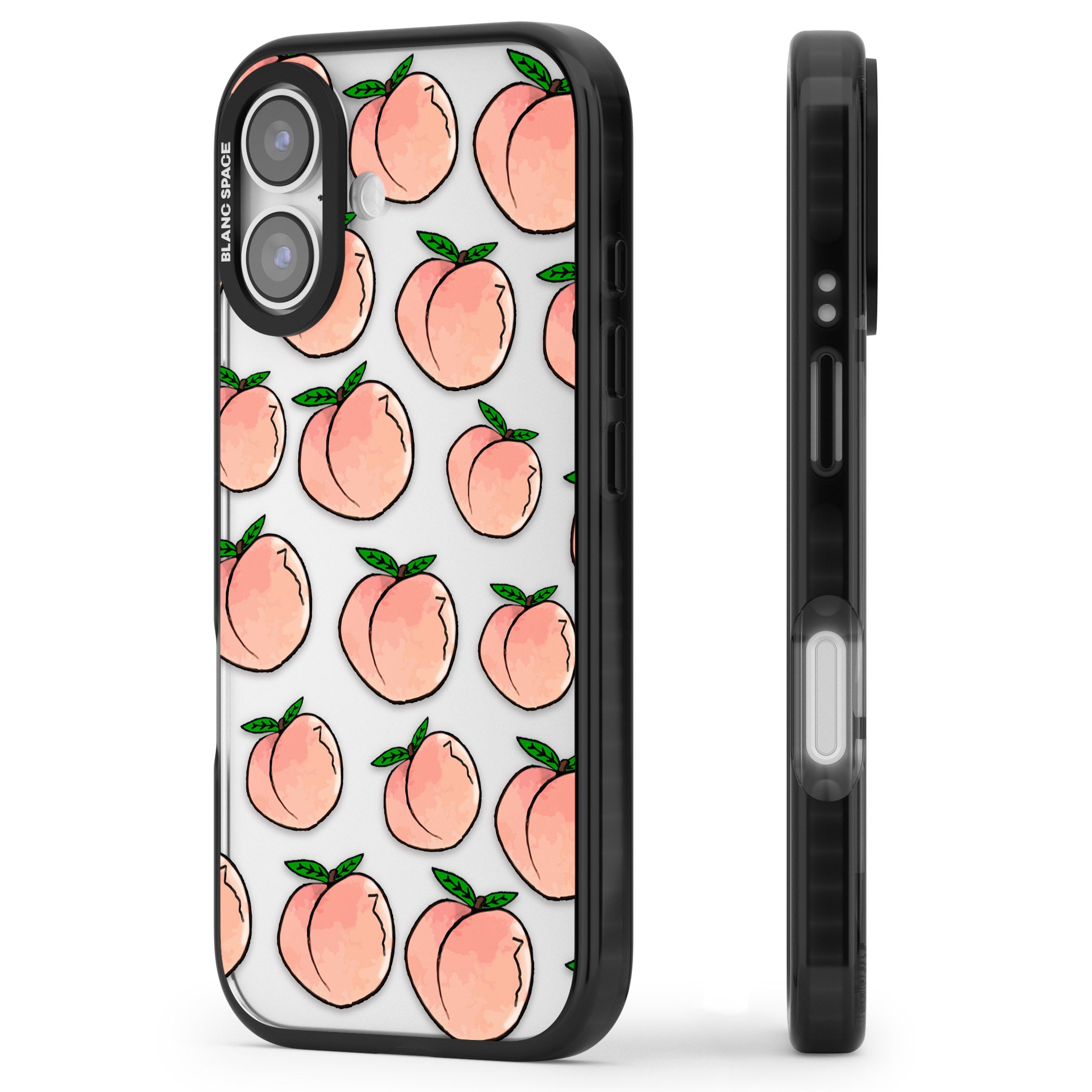 Peachy Picnic iPhone 17 Impact Black Phone Case Side Profile