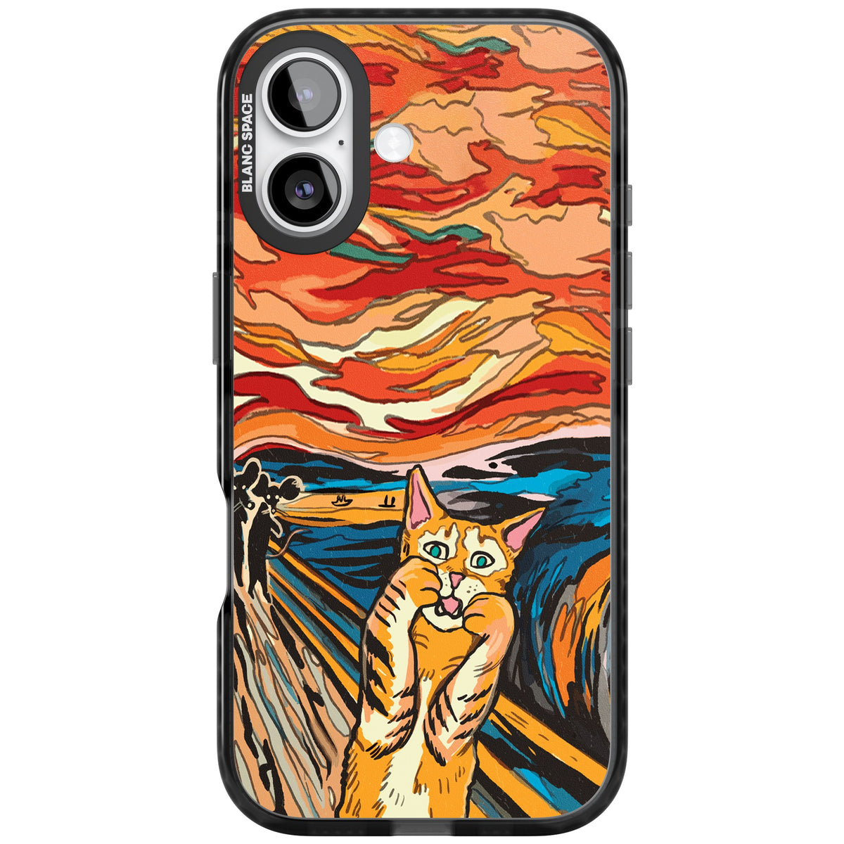 The Meow iPhone 16 / iPhone 16 Plus / iPhone 17 Impact Black Phone Case front