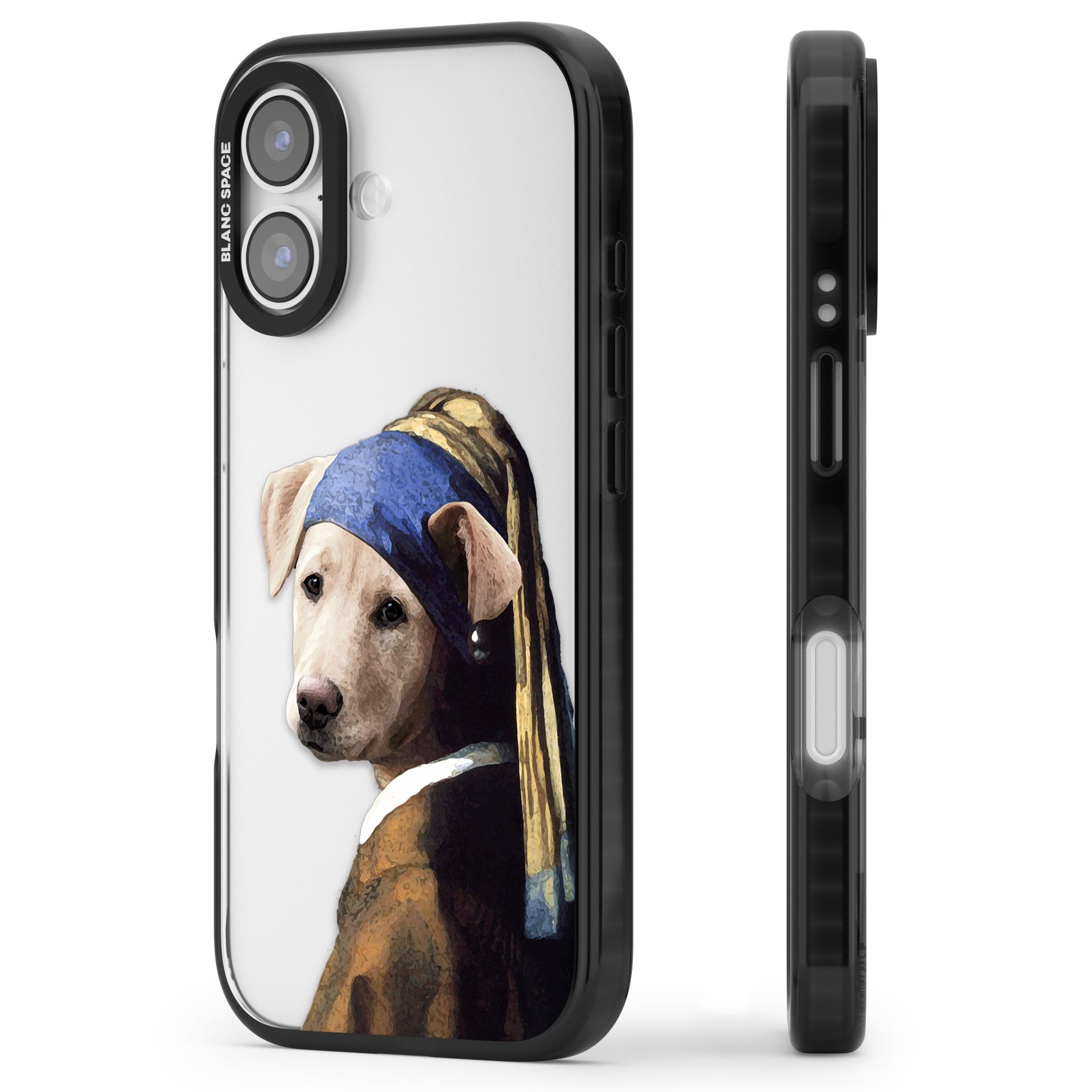 Doggo With A Pearl Earring iPhone 17 Impact Black Phone Case Side Profile