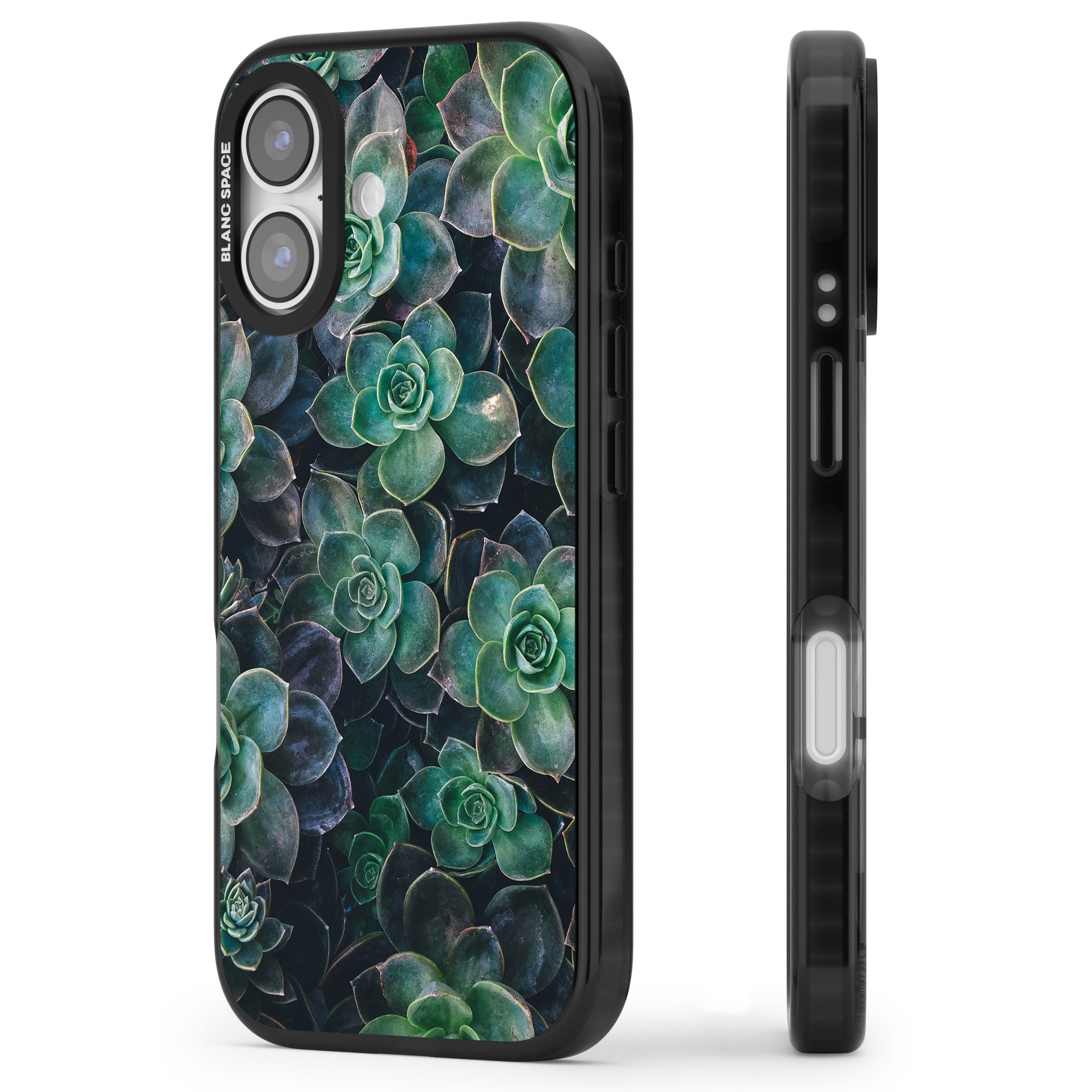 Succulent Bloom Botanical iPhone 17 Impact Black Phone Case Side Profile