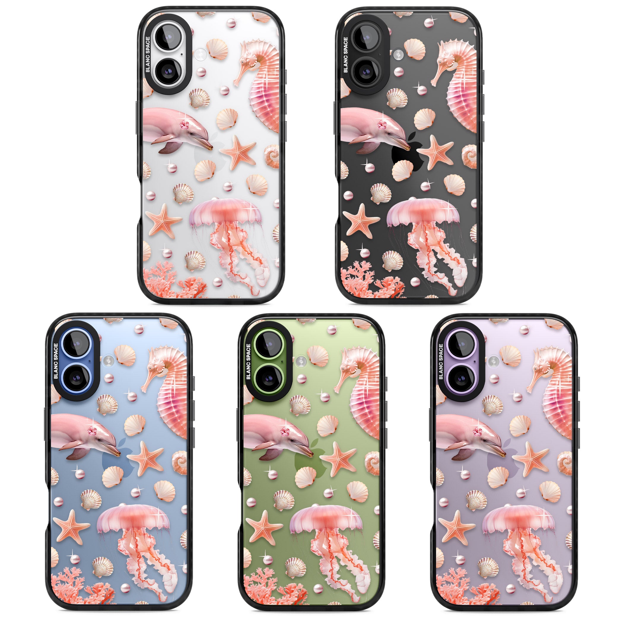 Pink Sealife iPhone 17 Impact Black Phone Case APT Impact Protection