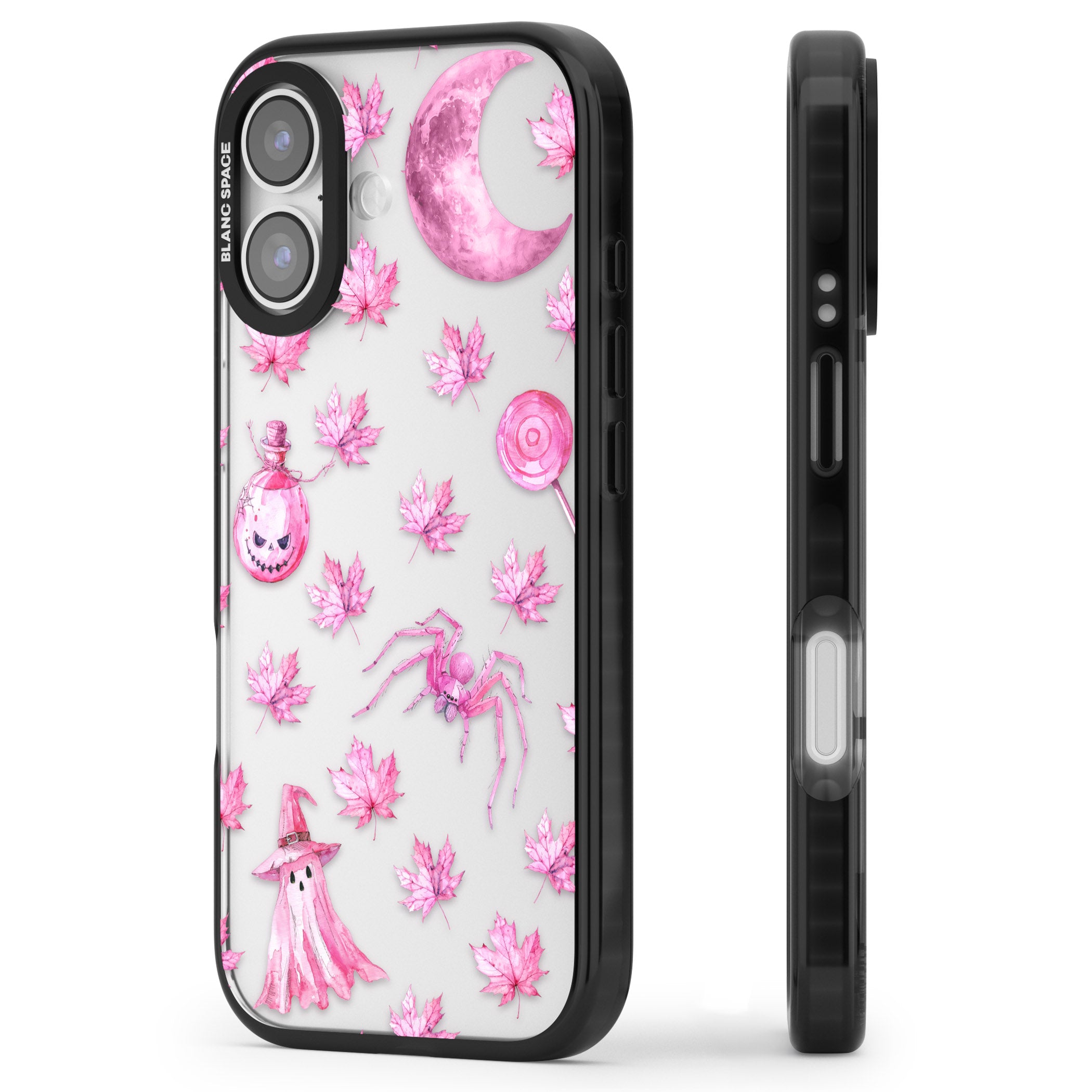 Pink Moon Maple iPhone 17 Impact Black Phone Case Side Profile