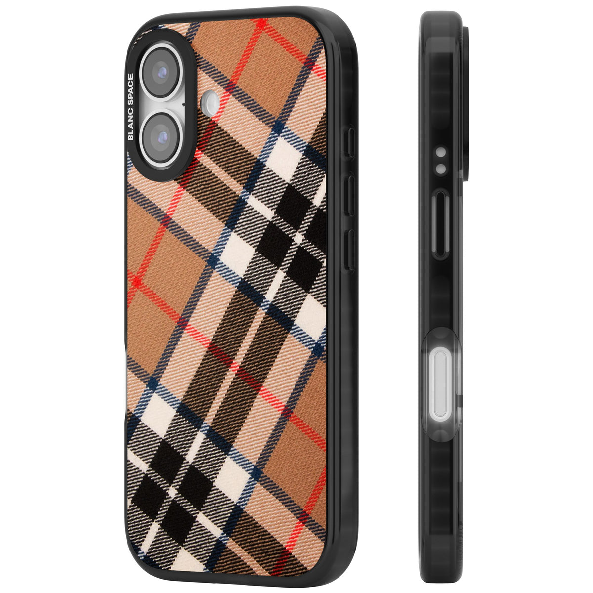 Haymarket Check iPhone 16 / iPhone 16 Plus / iPhone 17 Impact Black Phone Case side