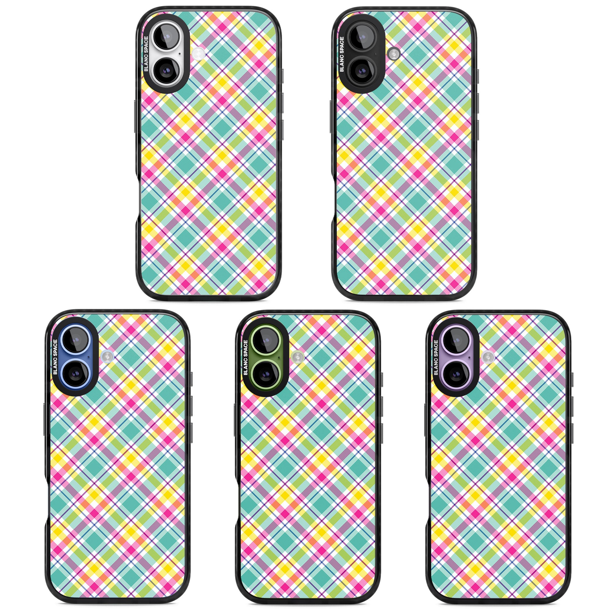 Crosshatch Plaid iPhone 17 Impact Black Phone Case APT Impact Protection