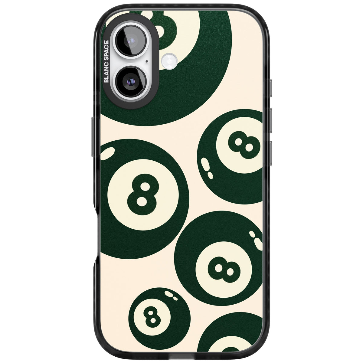 Green Eight Balls iPhone 16 / iPhone 16 Plus / iPhone 17 Impact Black Phone Case front