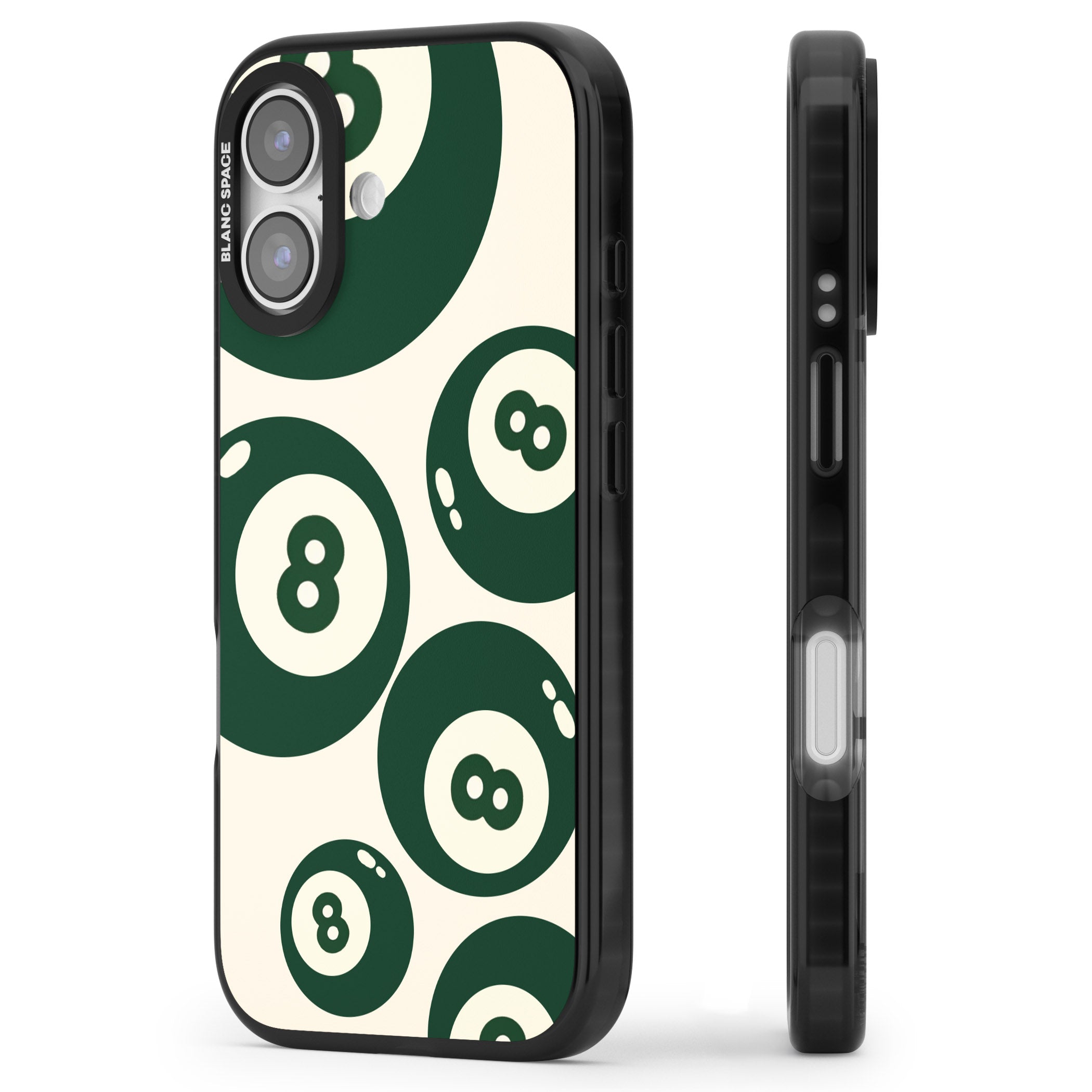 Green Eight Balls iPhone 17 Impact Black Phone Case Side Profile