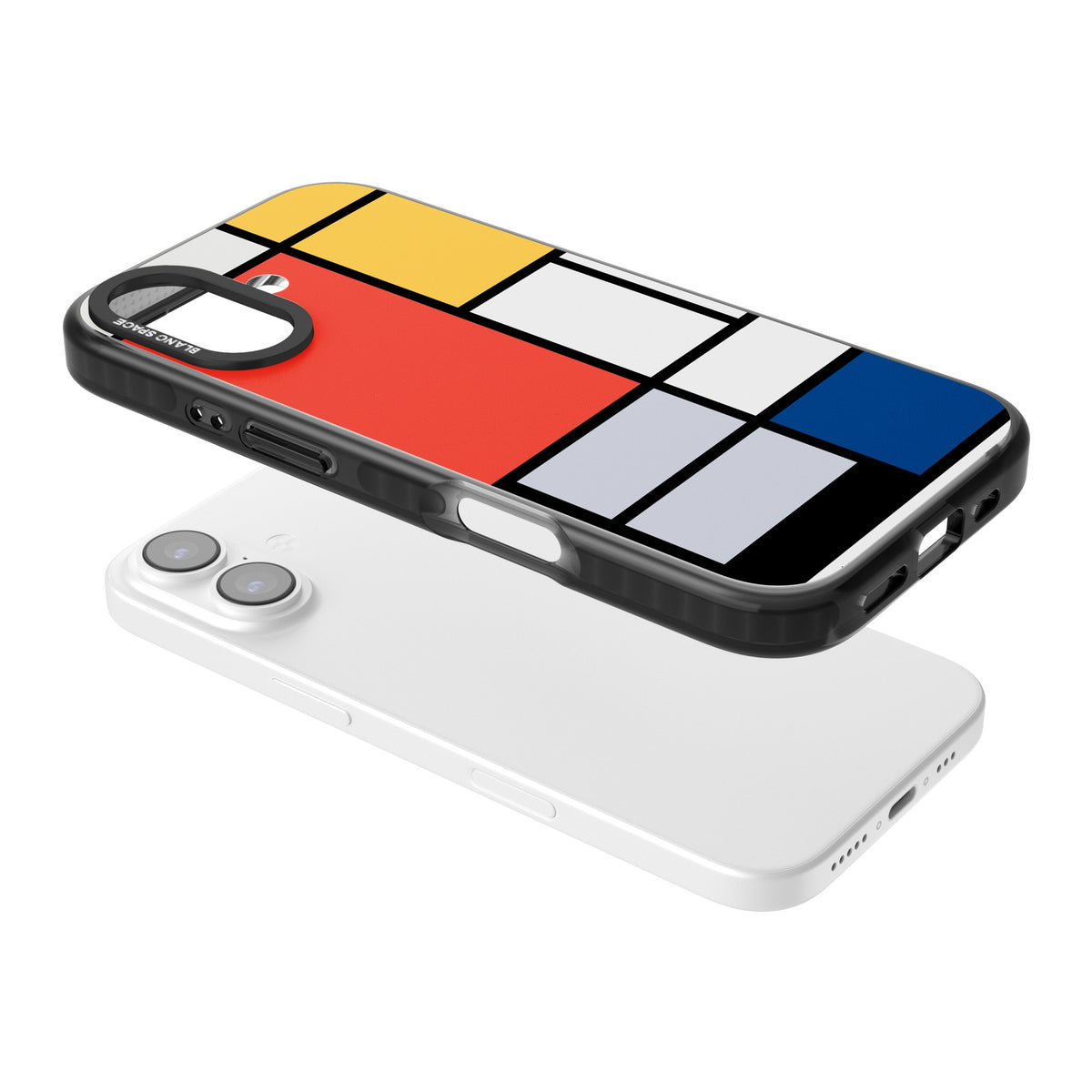 Piet Mondrian's Composition iPhone 16 / iPhone 16 Plus / iPhone 17 Impact Black Phone Case angled